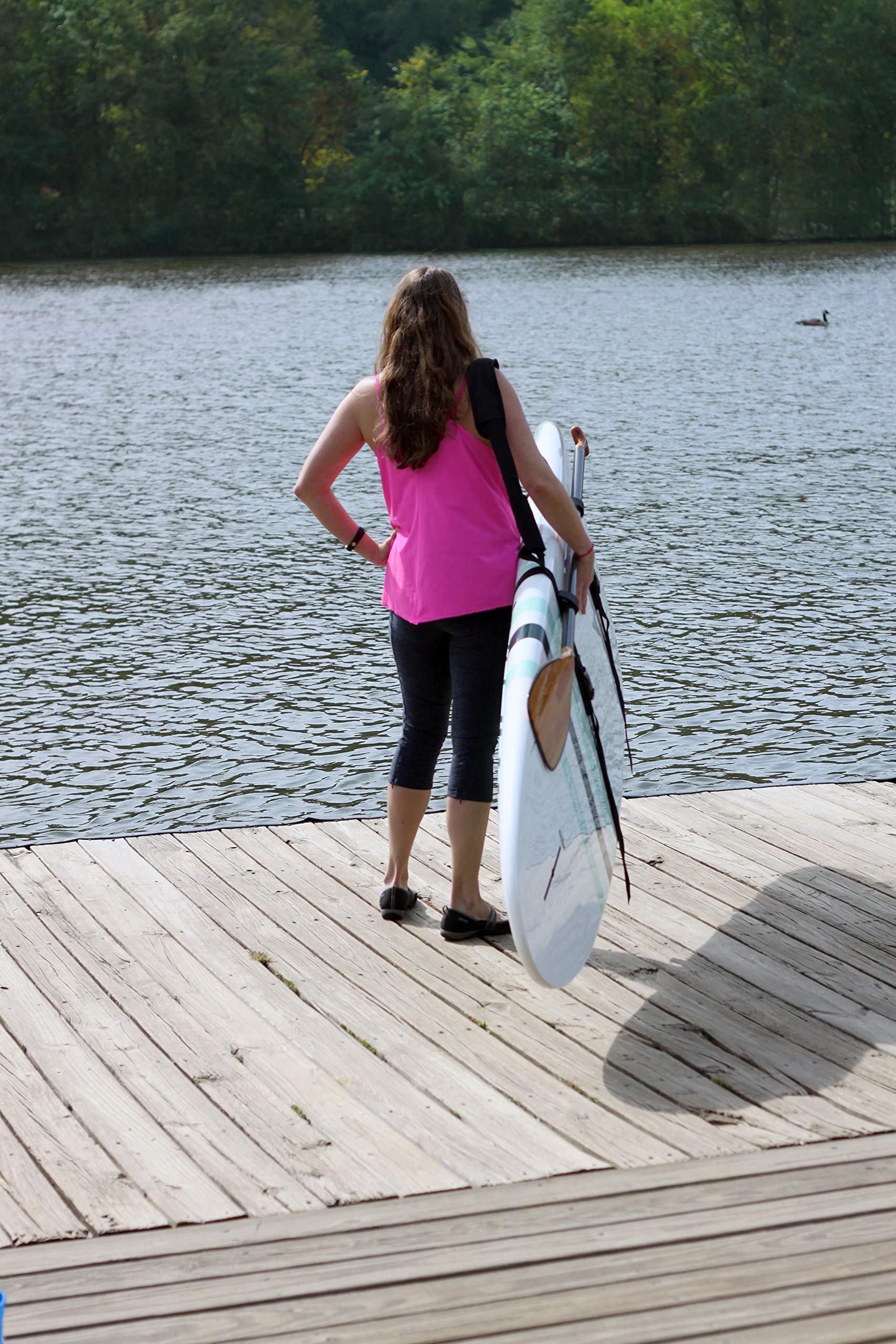 Suspenz SUP Carrying Strap with Storage Hooks - Adjustable Paddle Board Carrier for Stand Up Paddle Boards, Surfboards & Kayaks | Durable Black Sling for Easy Transport & Storage | Perfect for Beach, Lake & Water Sports Adventures