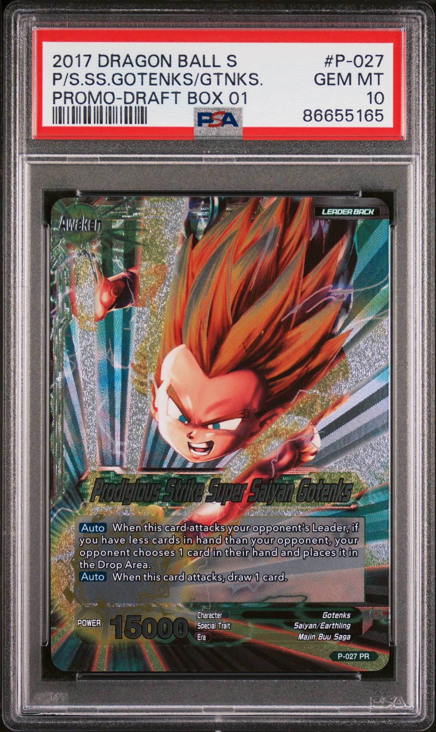 2017 Dragon Ball Super 1st Press STRK SS Gotenks #P027 PSA 10 Graded Card - Perfect for Anime Collectors & Dragon Ball Z Fans Display