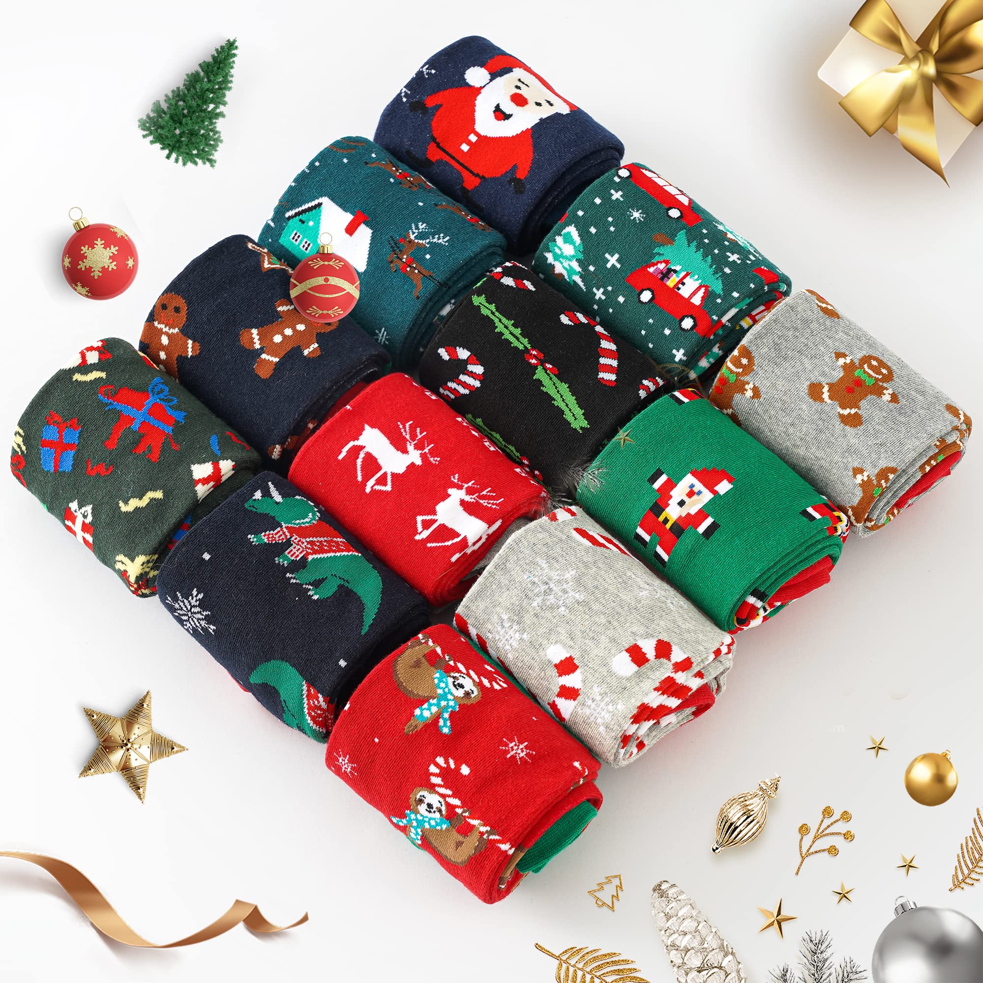 BONANGEL 6 Pairs Christmas Socks for Men - Cozy Holiday Socks with Festive Designs, Perfect Christmas Gifts for Dad, Husband, Boyfriend - Great for Stocking Stuffers, Office Parties & Family Gatherings