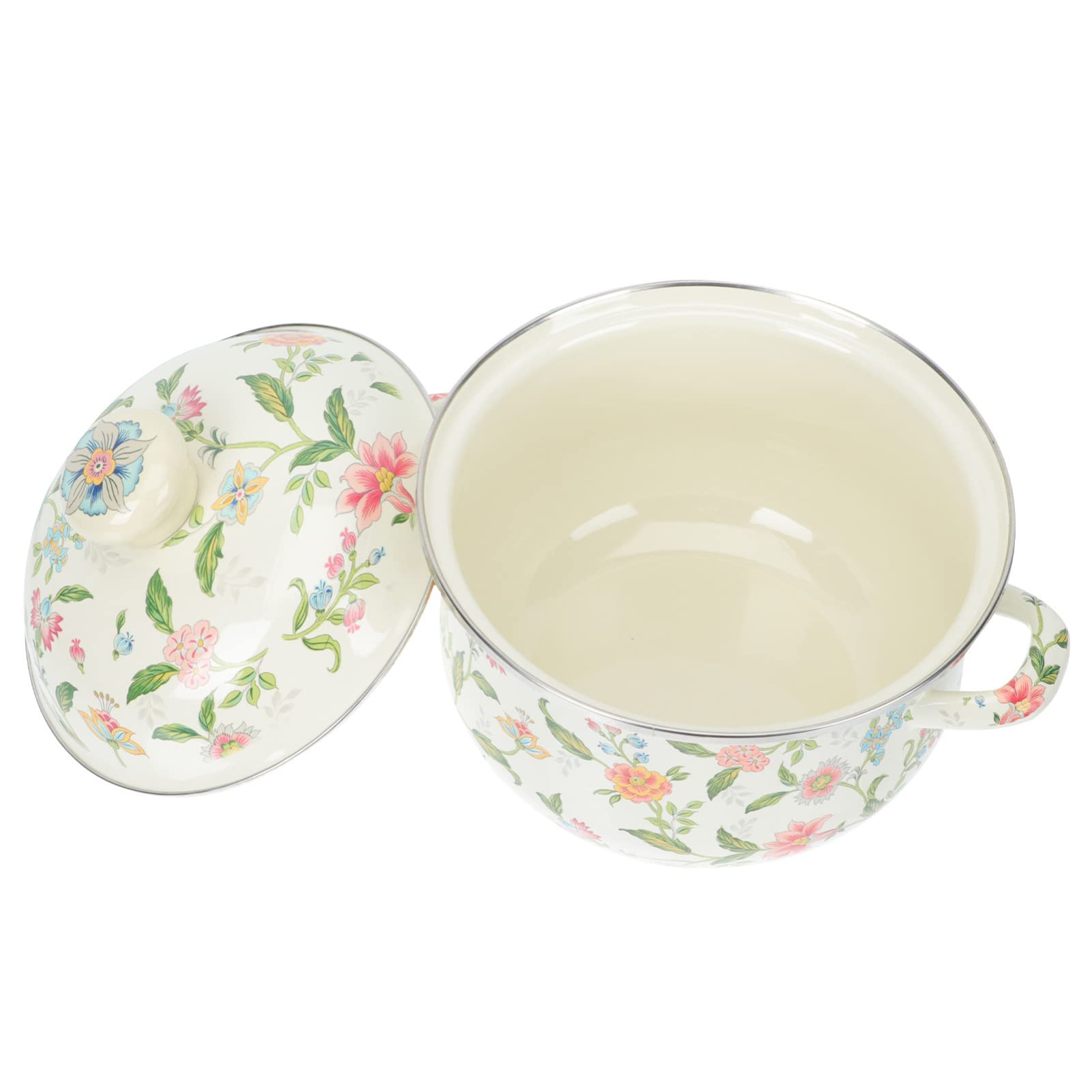 DOITOOL 1Pcs Vintage Floral Enamel Stockpot with Lid - 5QT Speckled Steel Soup Pot, Stew Pan & Casserole Cookware for Healthy Cooking | Perfect for Stovetop, Camping & Kitchen Use