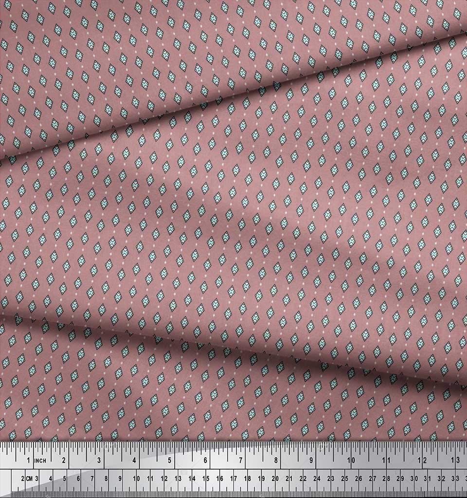 Soimoi Rayon Pink Fabric by The Yard - 42 Inch Wide Geometric Shirting with Heart & Diamond Print - Elegant Romantic Fabric for Dresses, Blouses, DIY Crafts & Home Decor Projects