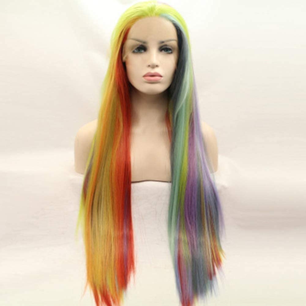 XZGDEN Synthetic Lace Front Wig - Long Straight & Pastel Wavy Human Hair Replacement for Women | European & American Style Wigs for Daily Wear, Cosplay & Special Occasions