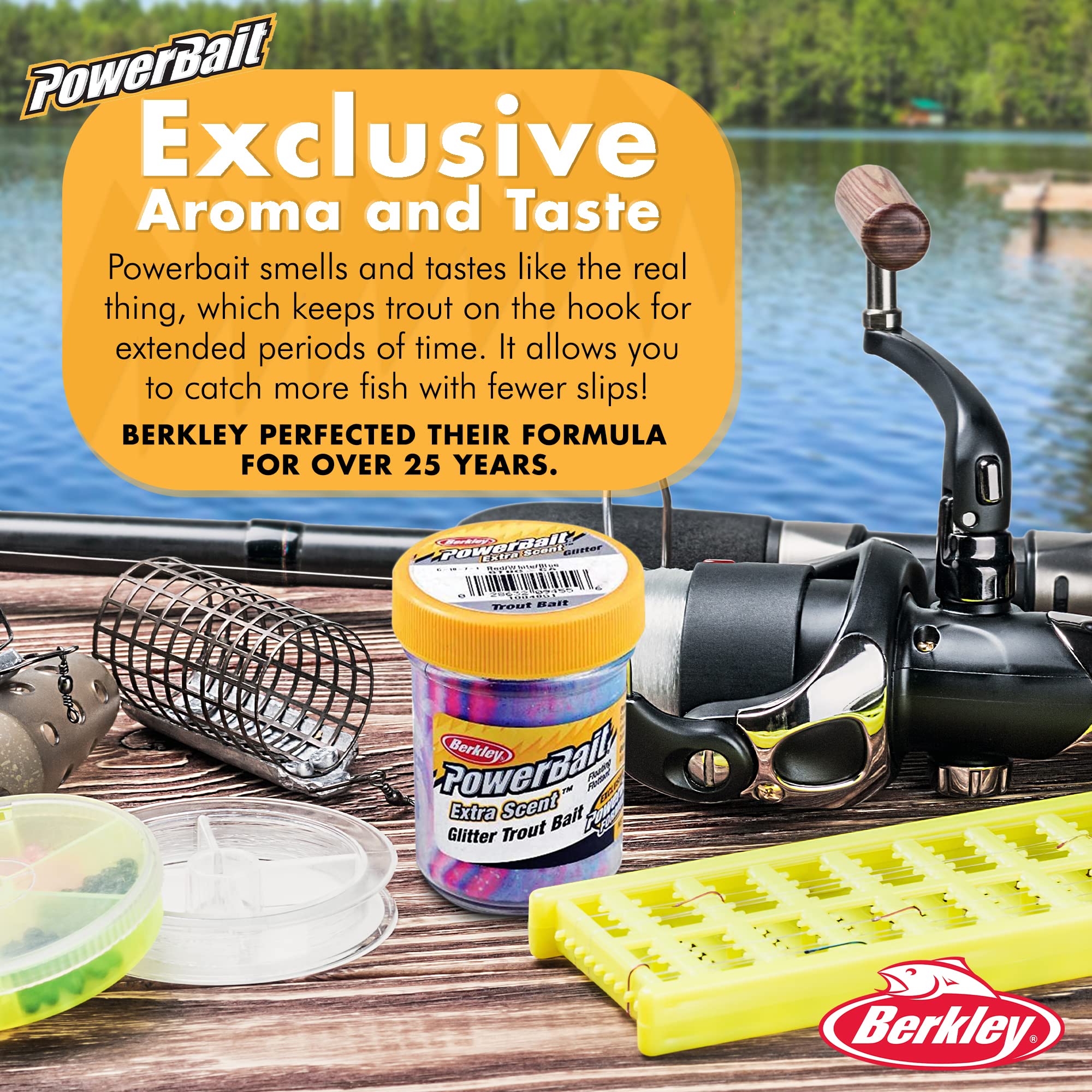Lurwind Berkley PowerBait Captain America Glitter Trout Dough Bait Bundle - 6-Pack with Rigging Guide | Floating Trout Lure for Freshwater & Saltwater Fishing | Ideal for Trout, Bass, and Panfish | Perfect for Streams, Lakes, and Shoreline Fishing