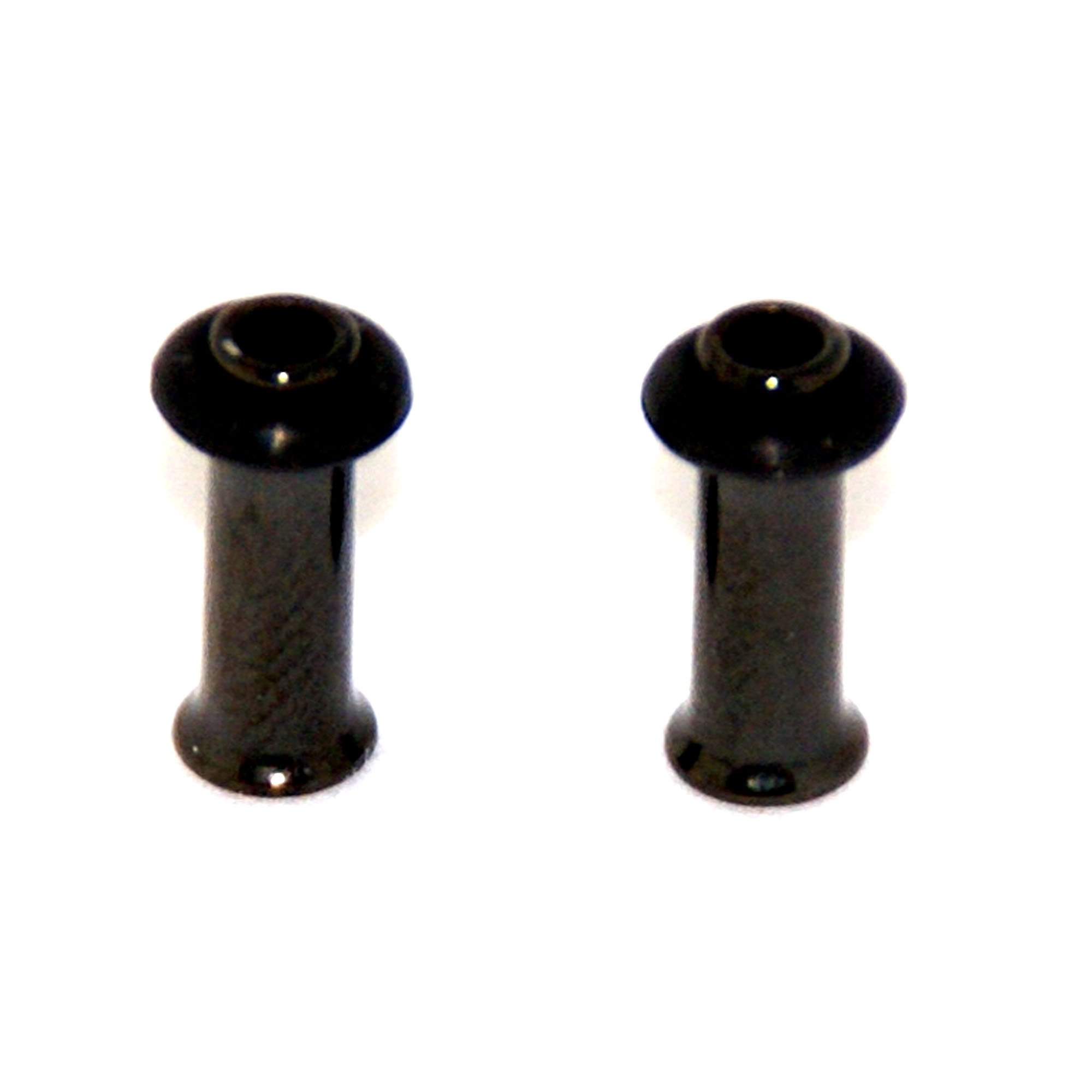 Anodized Black Surgical Steel Single Flare Tunnels Plugs Earlets - 8G Gauge (3.2mm) - 1 Pair - Perfect for Ear Stretching & Body Jewelry