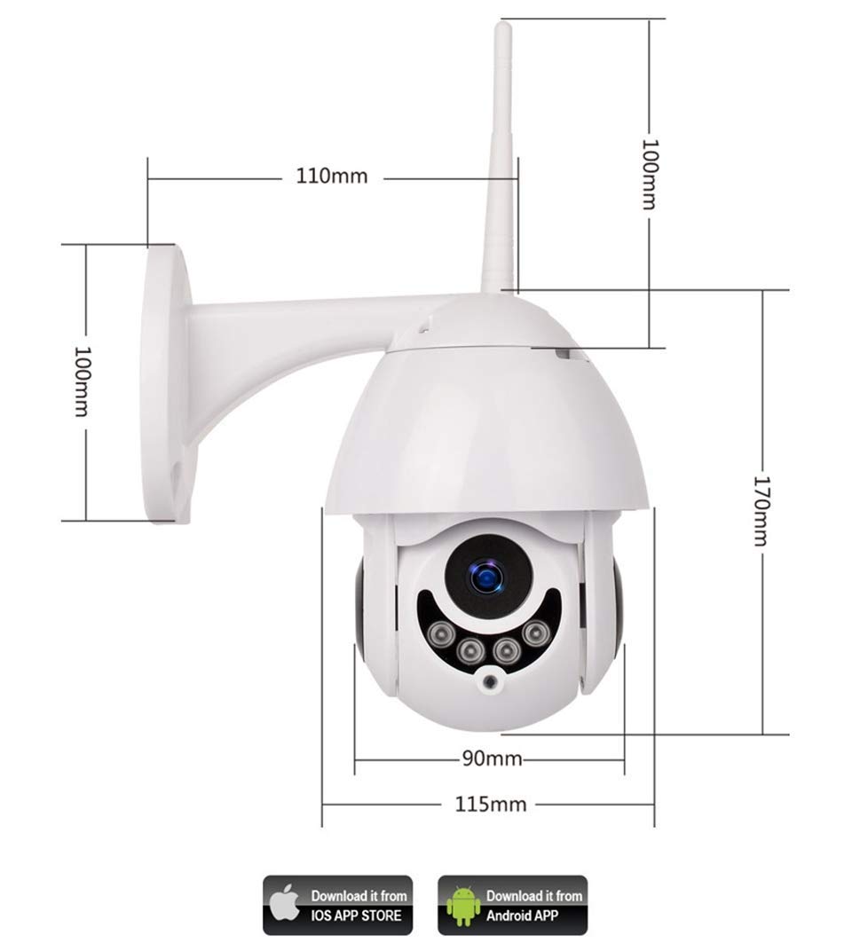 Wireless Motorized IP Security Camera for iOS & Android - 1080p HD WiFi Surveillance with Motion Detection - Ideal for Home, Office & Outdoor Monitoring