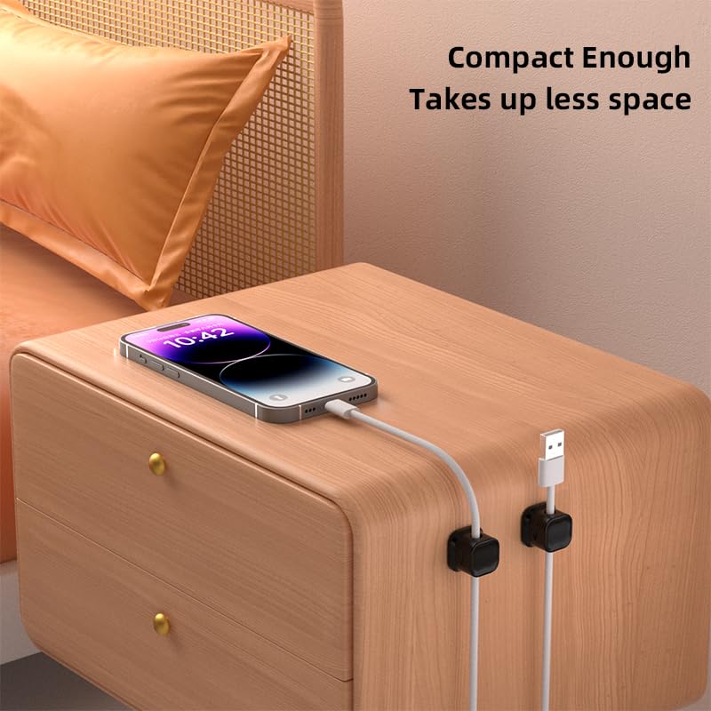 12 Pack Magnetic Cable Clips - Under Desk Cable Management Organizer, Adhesive Cord Holder for Home, Office, Car, Wall, Desktop & Nightstand - Black Cable Clips for Phone Charger, USB, Headset & Power Cords (Perfect for Workspace, Bedroom & Vehicle Organization)