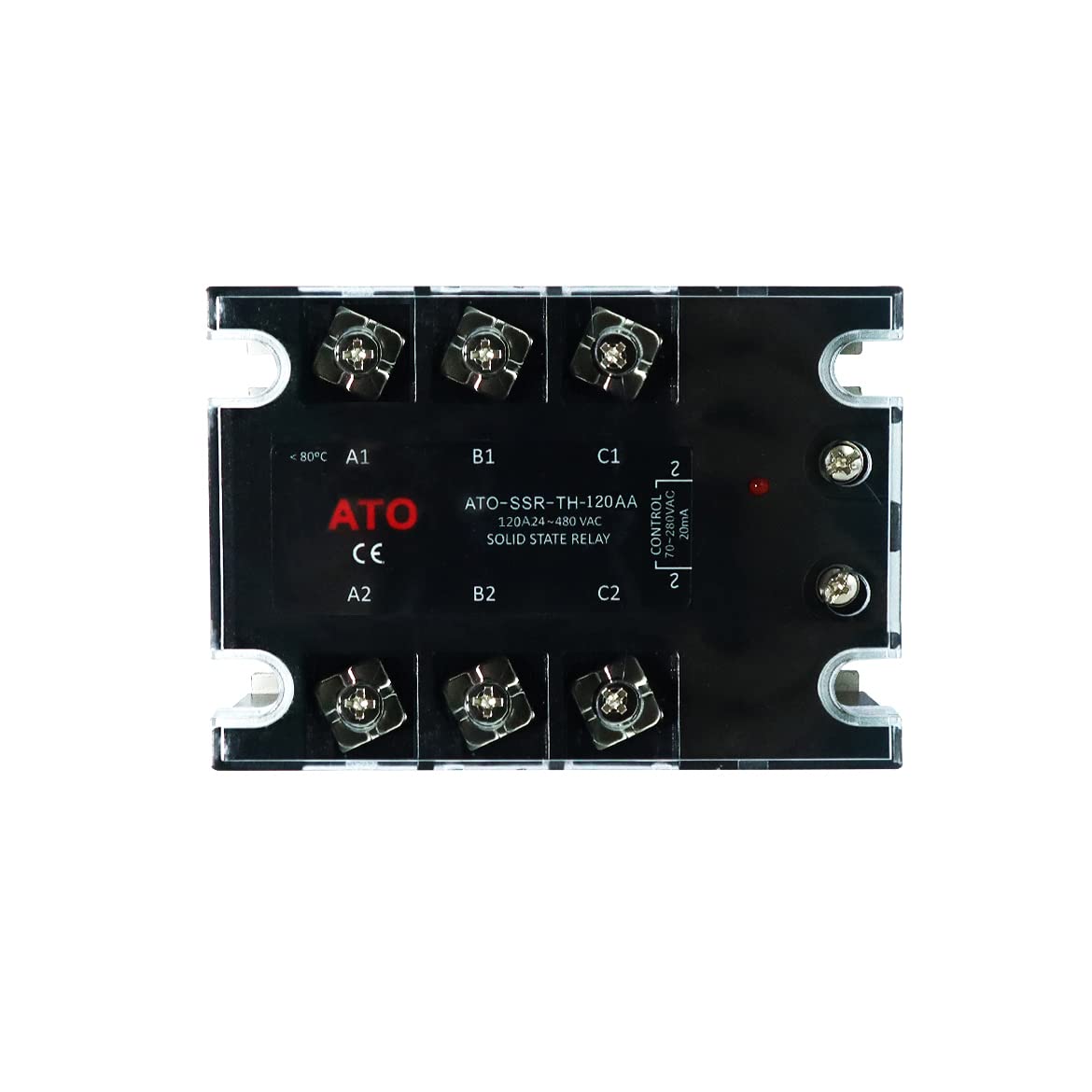 ATO 3 Phase Solid State Relay SSR-120AA - 120A 70-280V AC to AC Zero-Crossing Switch with LED Indicator for Industrial Automation & HVAC Systems
