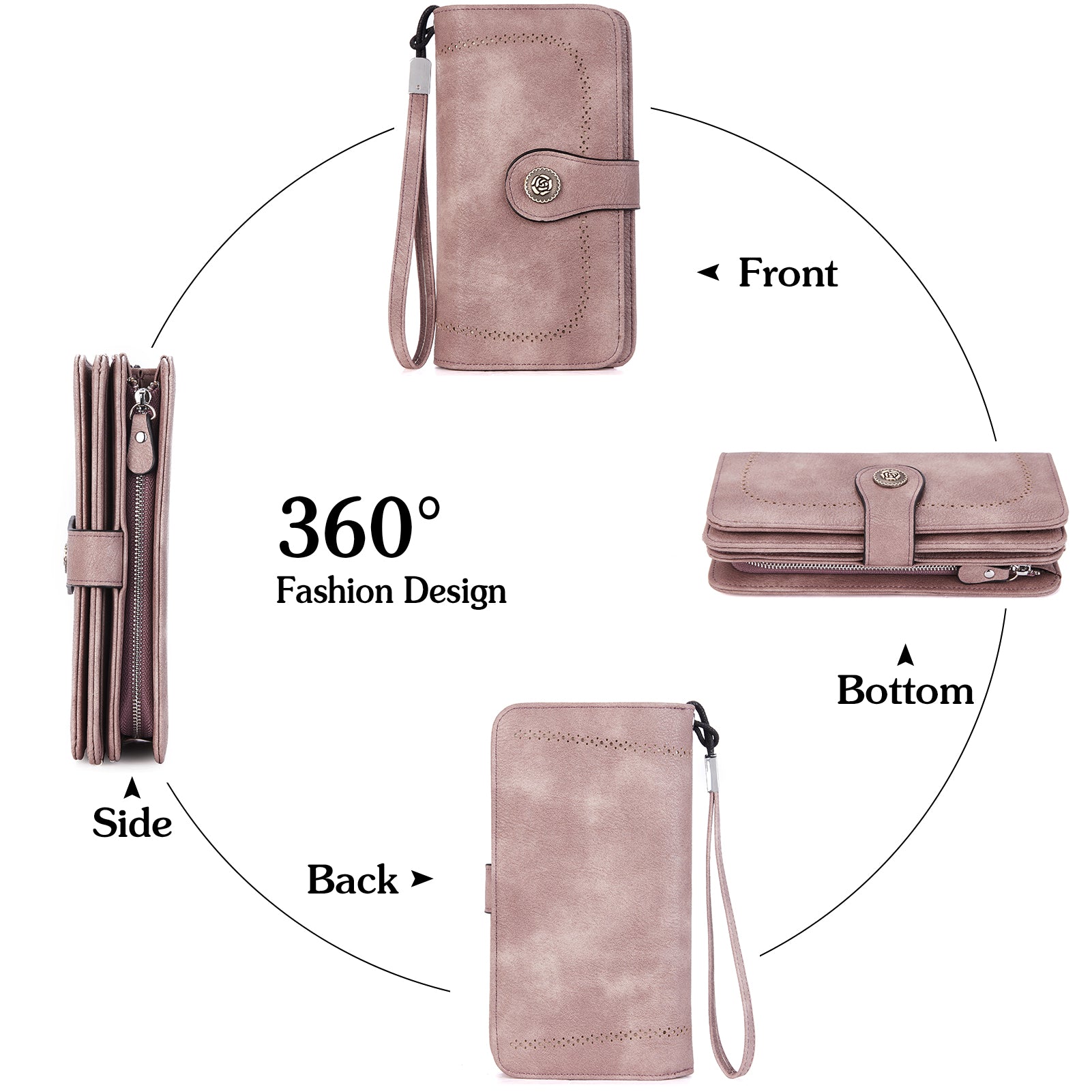 BOSTANTEN Women's Genuine Leather Wallet - Large Capacity RFID Blocking Wristlet Clutch Purse with Credit Card Slots | Perfect for Everyday Use, Travel & Business