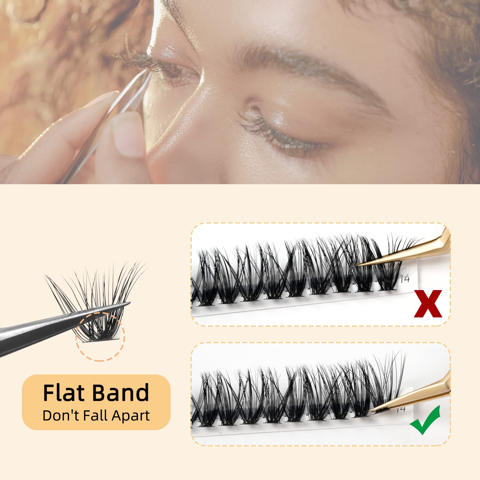 QUEWEL 240Pcs Individual Cluster Lashes - 40D 0.07D Mixed Length 8-14mm - Soft & Natural DIY Eyelash Extensions for Home Use - Perfect for Weddings, Parties, and Daily Makeup Looks