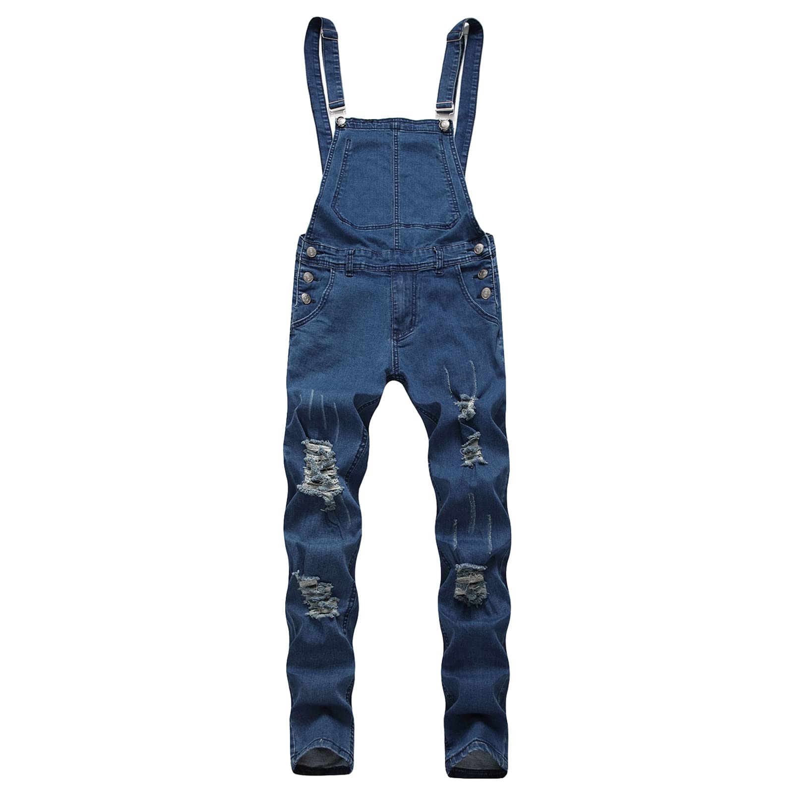 Maiyifu-GJ Men's Ripped Distressed Slim Fit Denim Overalls - Hip Hop Jumpsuit, Retro Bib Jeans for Streetwear & Casual Style (Work, Concert, Vintage Fashion)