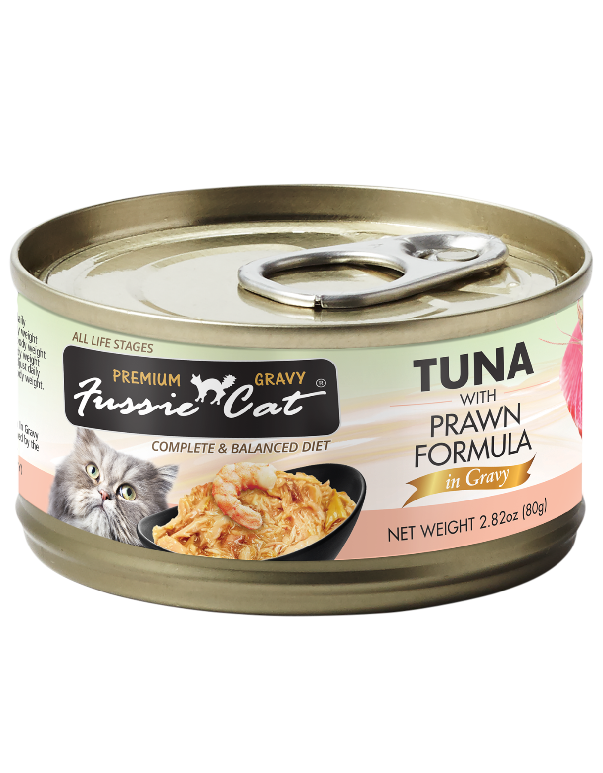 Fussie Cat Black Label Tuna with Prawn in Gravy Wet Cat Food 80g - Premium Grain-Free Canned Cat Food for Adult & Senior Cats - Perfect for Mealtime, Weight Management & Picky Eaters