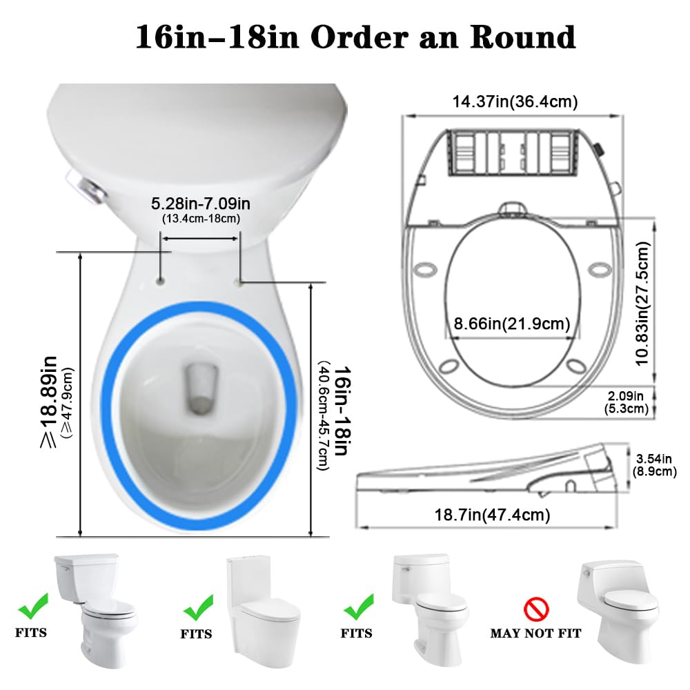 Non-Electric Bidet Toilet Seat with Self-Cleaning Dual Nozzles - Warm Water Spray for Feminine & Rear Wash, Soft Close Hinges, Easy DIY Installation - Perfect for Bathroom Upgrade & Hygienic Cleaning
