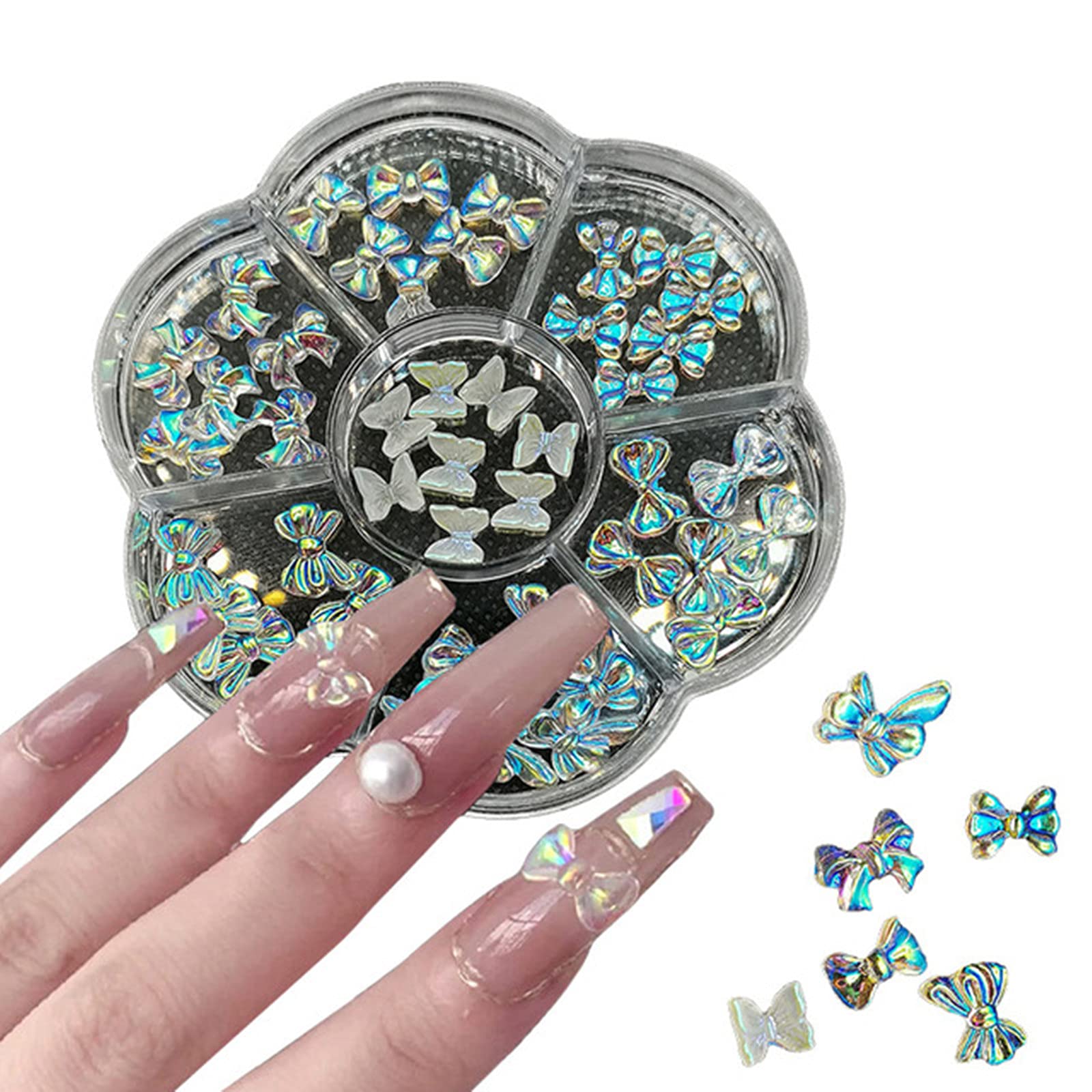42 Pcs 3D Rhinestone Bow-Knot Nail Charms - DIY Nail Art Decorations for Women & Girls | Perfect for Manicures, Nail Extensions, Parties, Weddings & Special Occasions | Great for Home Nail Salon, Gift Giving & Professional Use | Enhance Your Nail Designs for Holidays, Prom, Bridal Showers & Everyday Glam