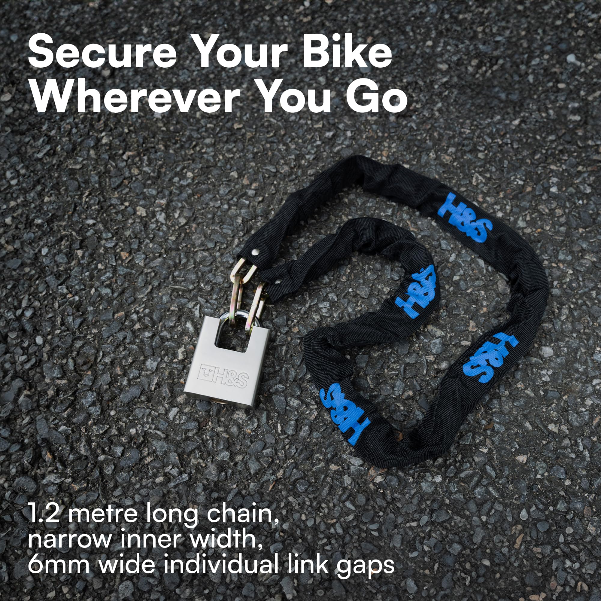 H&S Heavy Duty Bike Chain Lock - 6mm x 1.2m High Security Anti-Theft Lock with Key for Electric Scooter, Motorcycle, Bicycle - Ideal for Urban Commuting & Outdoor Parking