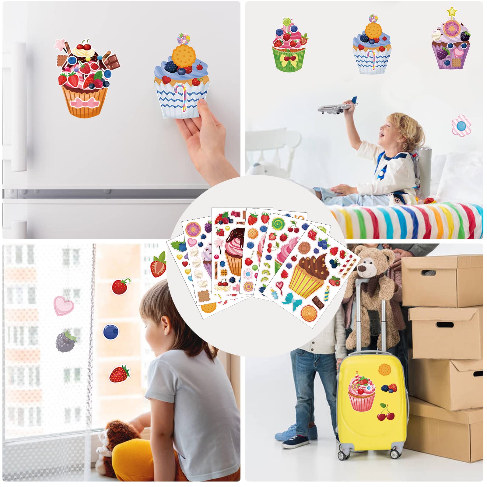 DIY Cupcake & Cake Sticker Maker Kit - Sweet Treats & Dessert Stickers for Kids, Students, Party Favors & Scrapbooking - Fun Baking Themed Arts & Crafts for Birthdays, Classrooms & DIY Projects