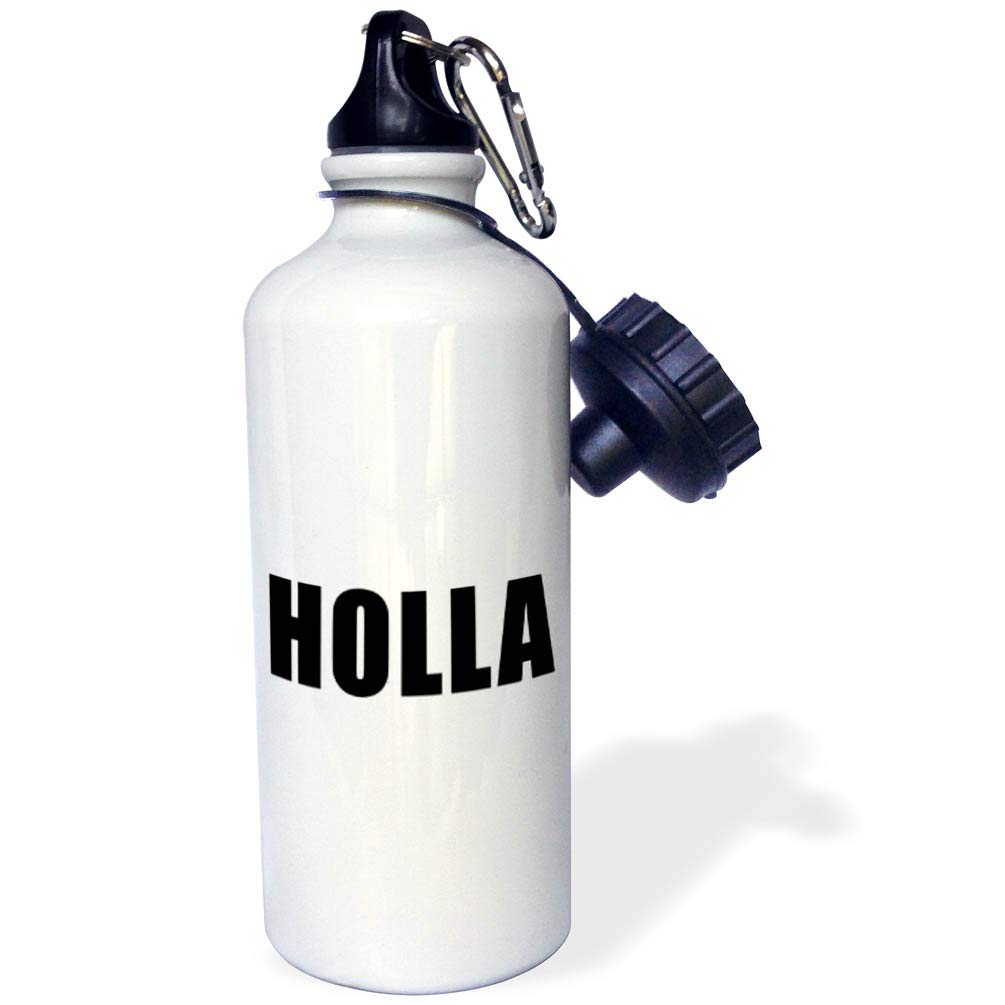3dRose Holla Water Bottle - Insulated Stainless Steel Tumbler with Lid & Straw, 20oz - Perfect for Gym, Hiking, Travel & Everyday Hydration