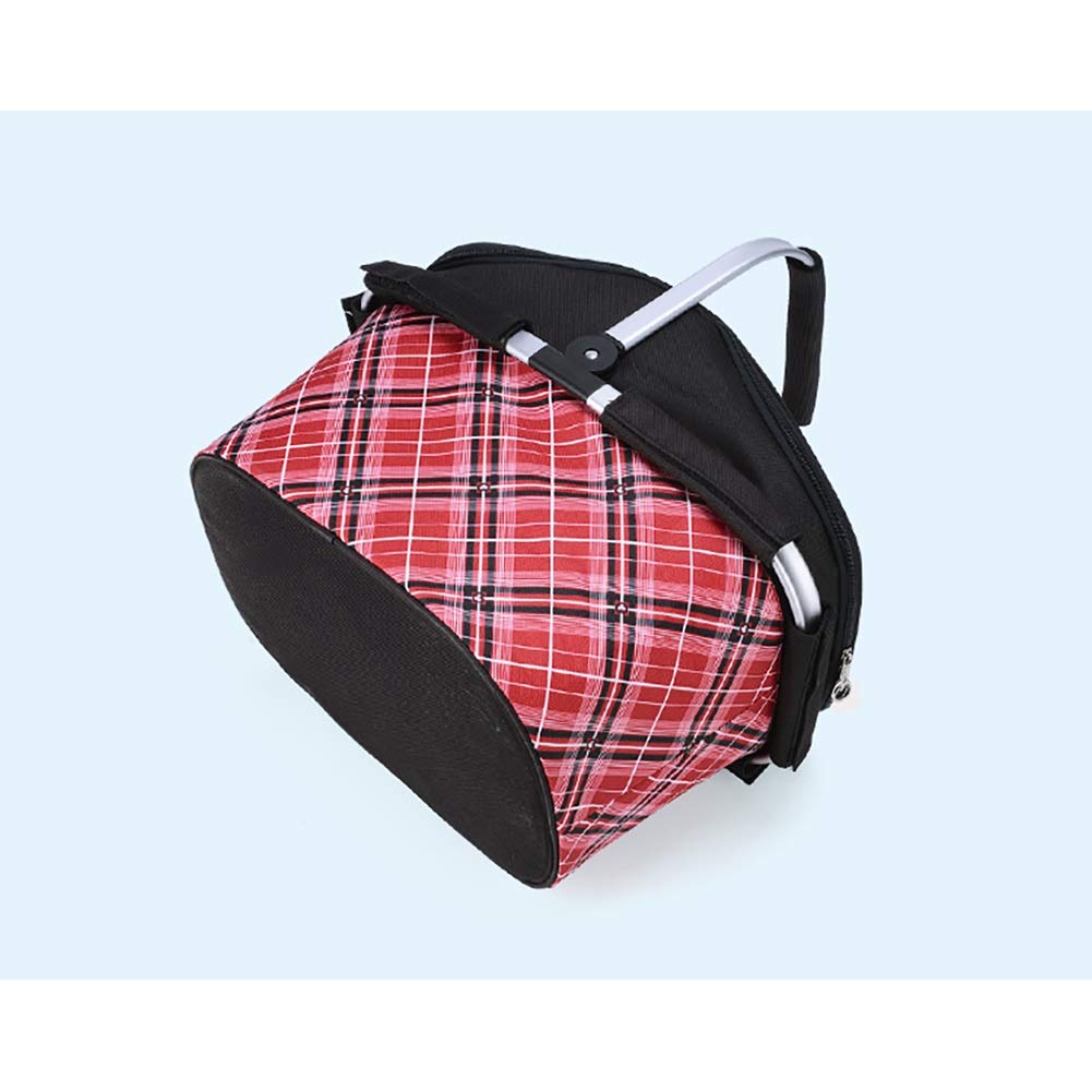 28L Insulated Lunch Box Organizer - Collapsible Picnic Basket Tote with Aluminum Frame - Perfect for Beach, Camping, Travel & Outdoor Parties (Blue) - Keep Food Fresh for Picnics, BBQs & Road Trips