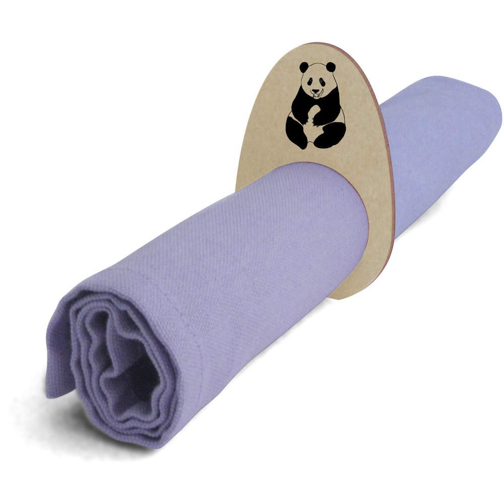 5-Pack Happy Panda Wooden Napkin Rings - Elegant Tableware for Weddings, Parties & Holiday Dining (NR00038508) - Perfect for Home Decor and Gift Giving