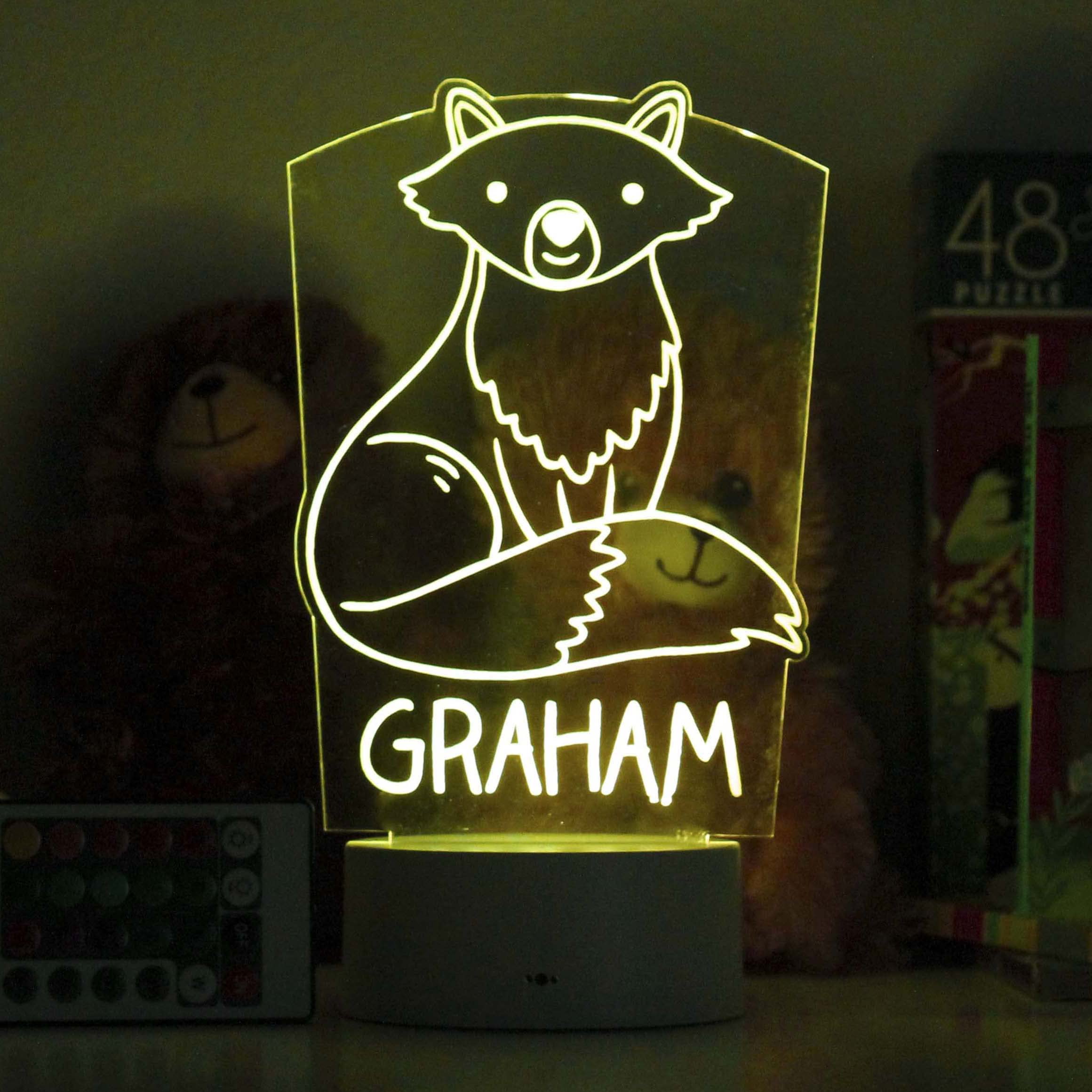 Personalized Fox Night Light for Kids - Cute LED Nursery Lamp, Girls Room Decor & Children's Bedroom Lighting - Perfect for Bedtime Stories, Nighttime Comfort & Kids Bedroom Decorations