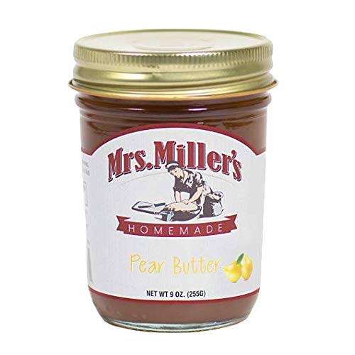 Mrs. Miller's Amish Homemade Pear Butter - 9oz Jar, Pack of 2 | All Natural, No Corn Syrup | Perfect for Toast, Pancakes & Gift Giving
