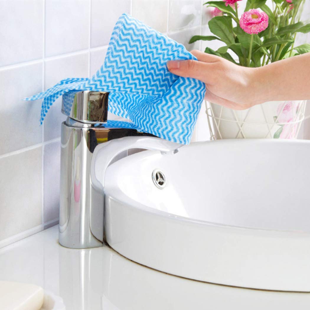 Hoshen Reusable Cleaning Cloths - 12 Pack Non-Woven Dish Towels for Kitchen, Bathroom & Household Cleaning | Lint-Free, Absorbent & Washable | Perfect for Dishes, Countertops & Dusting (Blue)
