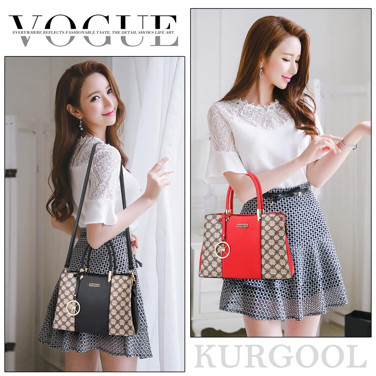 KURGOOL Women's Leather Handbags - Stylish Top Handle Satchel Shoulder Bag & Messenger Tote Purse for Women | Perfect for Work, Travel & Everyday Use