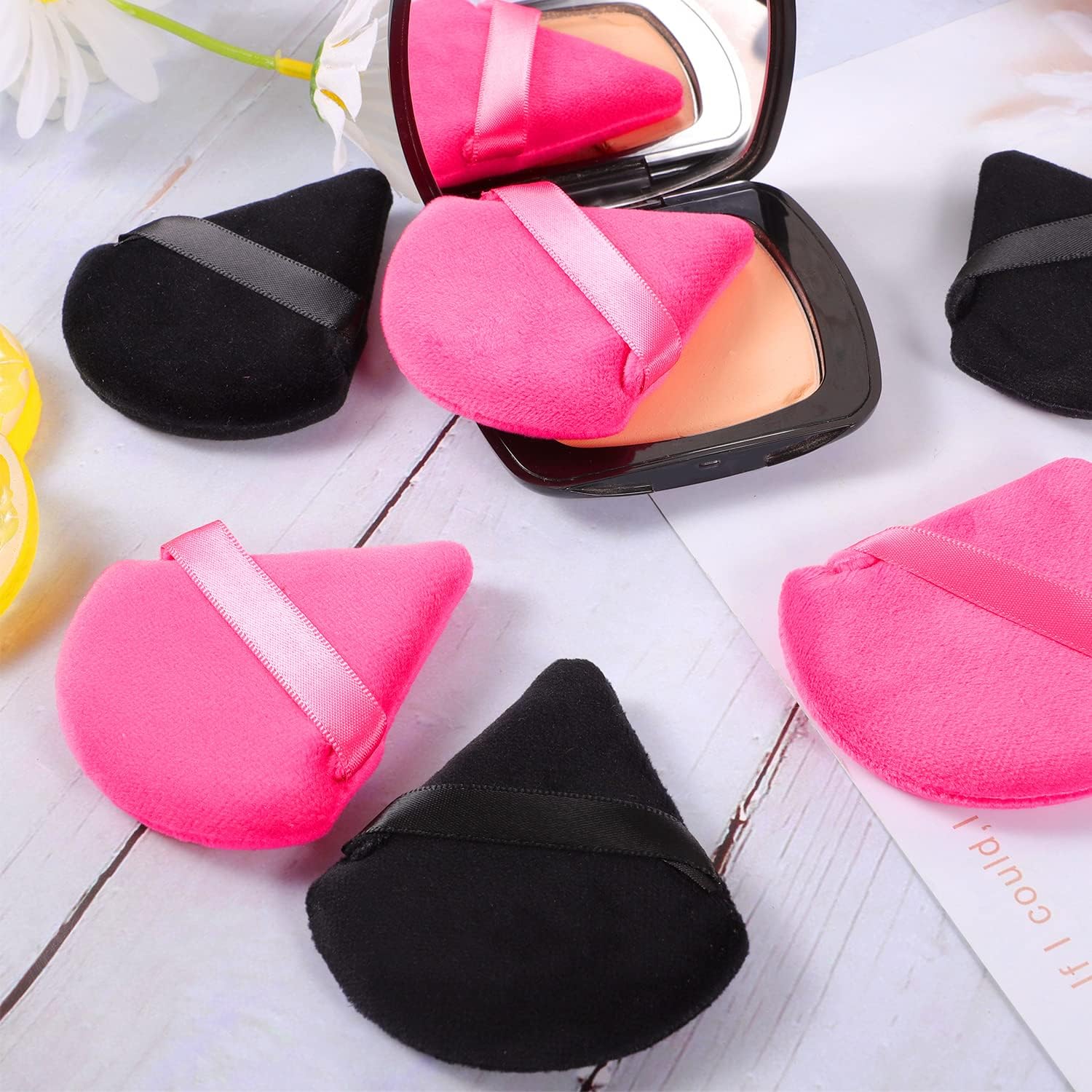 TopFinder® Velour Powder Puff - Soft Triangle Makeup Sponge for Loose & Body Powder - 3pc Set - Perfect for Contouring, Foundation Blending & Eye Makeup Application - Essential Beauty Tools for Flawless Makeup Finish