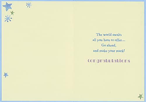 Elegant Watercolor Earth & Sparkling Swirls Graduation Card - Designer Greetings Congratulations Card for Graduates - Perfect for College, High School & University Graduation Gifts