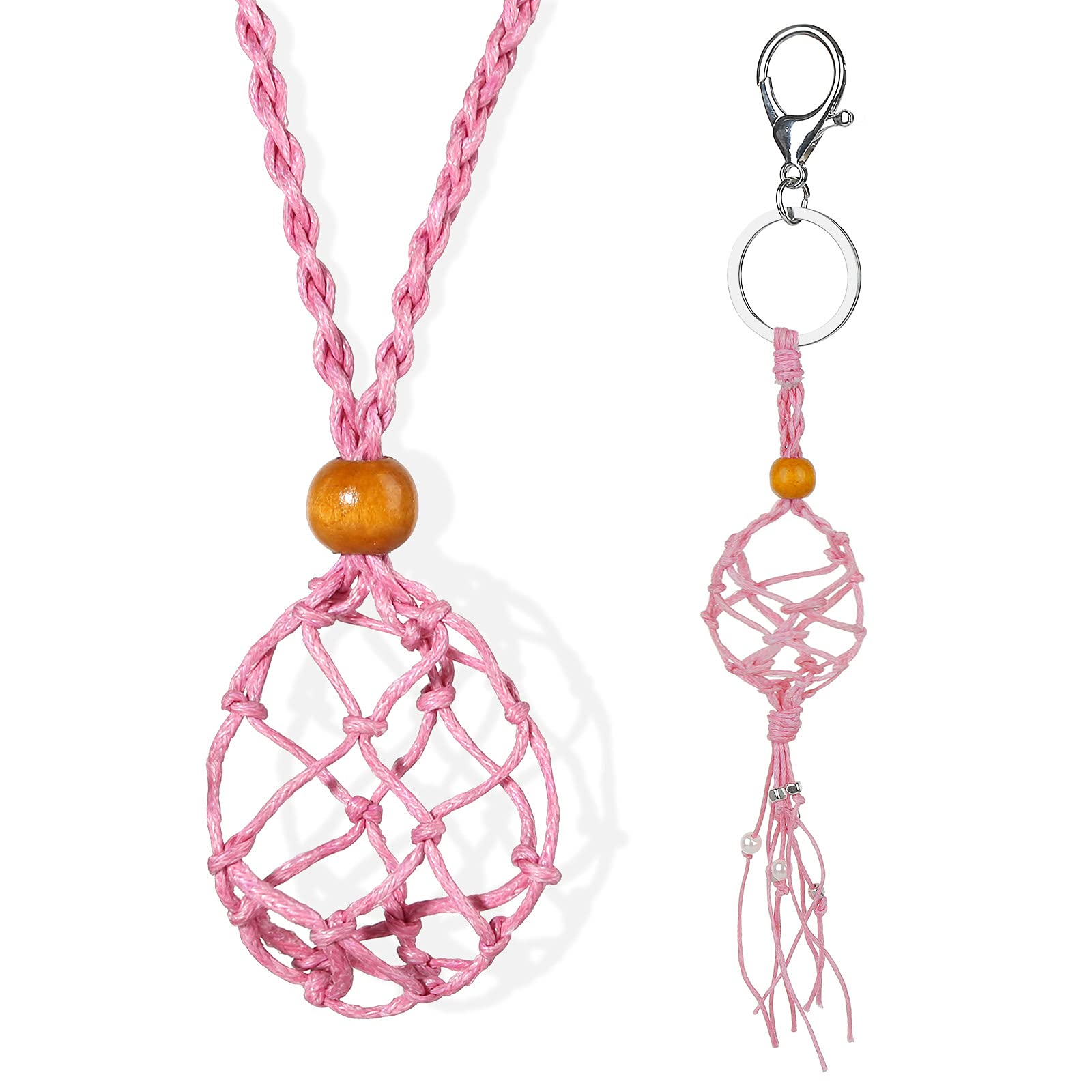 Adjustable Stone Holder Necklace Cord - Empty Pendant Cage for Crystals, DIY Jewelry Making & Keychain Accessories | Perfect for Crystal Healing, Gift Giving & Boho Fashion