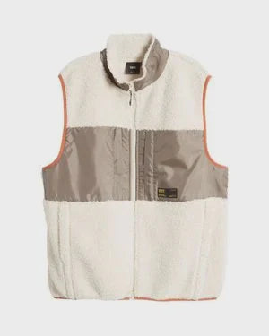 VANS Trevor Sherpa Vest in Oatmeal/Bungee Cord - Warm Fleece Lined Winter Vest for Men & Women - Perfect for Outdoor Adventures, Camping and Casual Wear