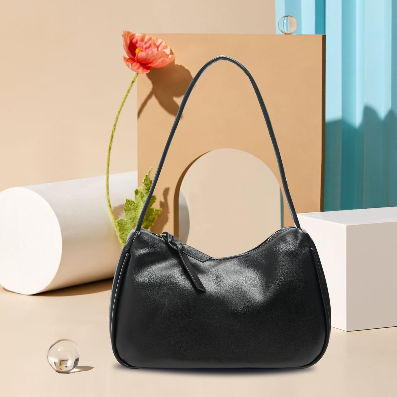 AIPJOY Women's PU Leather Shoulder Bag - Stylish Small Hobo Clutch Purse & Saddle Handbag for Daily Use, Work, Travel and Shopping