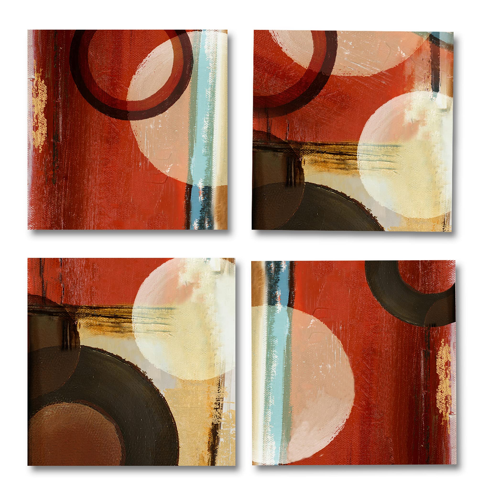 HELOR VICOR Abstract Black Red Rustic Wall Art - Burgundy Gray Brown Canvas Painting - 12 Inch Modern Home Decor for Living Room, Bedroom & Bathroom - Perfect for Farmhouse, Bohemian & Contemporary Interior Design