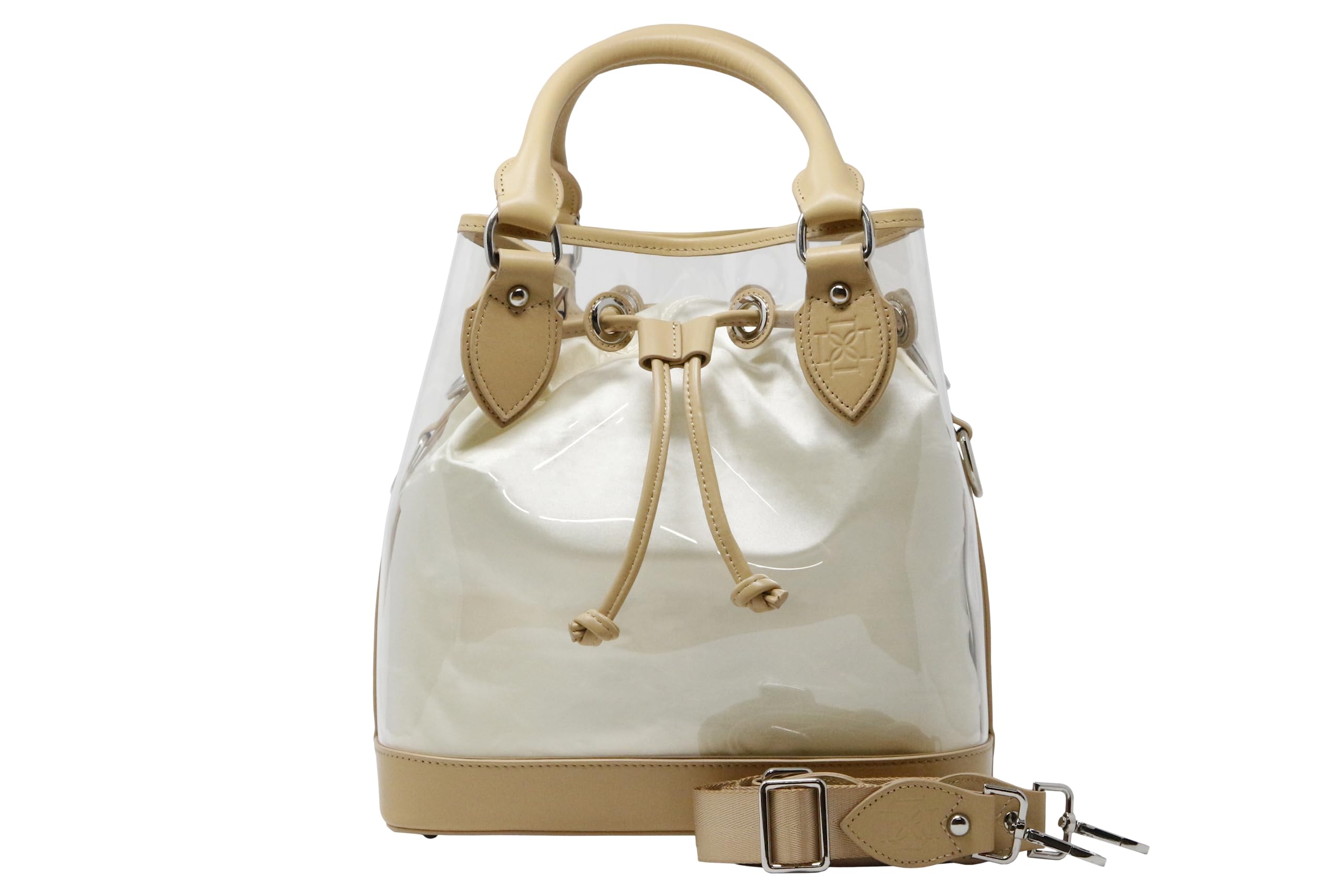 DOMINIE Clear Tote Bag with Leather Trim & Removable Interchangeable Liner - Perfect for Travel, Work, and Everyday Use