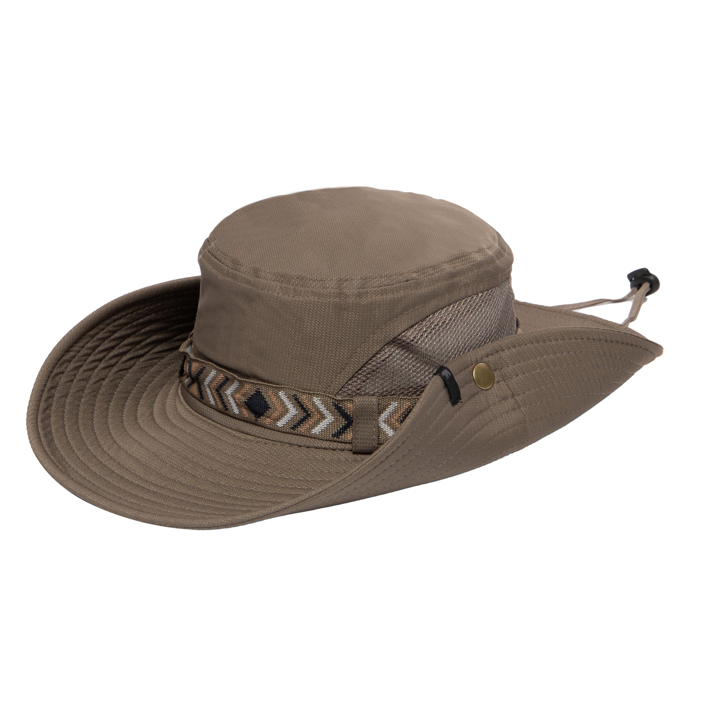 Men's Floatable Wide Brim Sun Hat with Jacquard Trim - UPF 50+ UV Protection for Beach, Fishing & Outdoor Activities