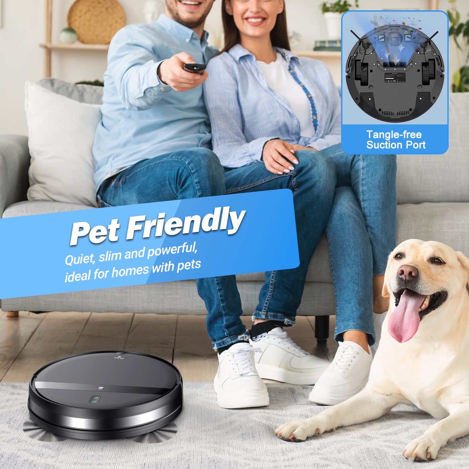 Smart Robot Vacuum and Mop Combo 2-in-1 with App & Voice Control - Self-Charging Robotic Vacuum Cleaner for Pet Hair, Carpets & Hard Floors - Ideal for Home Cleaning with Daily Scheduling (Black/Saddle Brown) - Perfect for Busy Families & Pet Owners