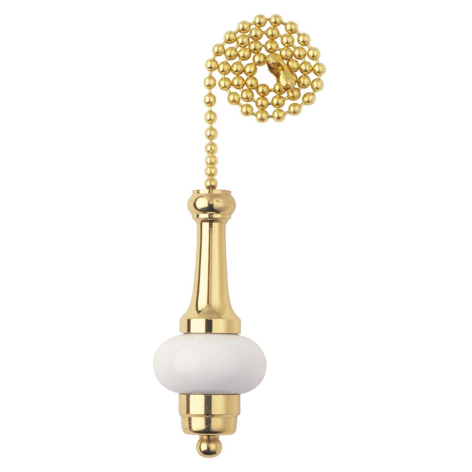 Westinghouse 7709500 Brass & Ceramic Ceiling Fan Pull Chain Replacement - Durable 1-Pack for Easy Light/Fan Control - Perfect for Bedroom, Living Room, and Outdoor Patio Lighting