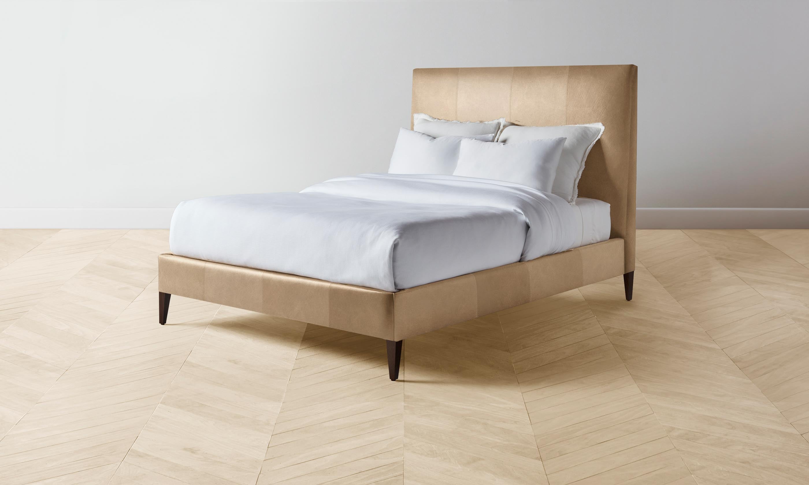The Essex Bed - Premium Tuscan Leather Camel Upholstered King Size Bed Frame for Luxurious Bedroom Decor | Perfect for Master Bedrooms, Guest Rooms & Modern Home Interiors