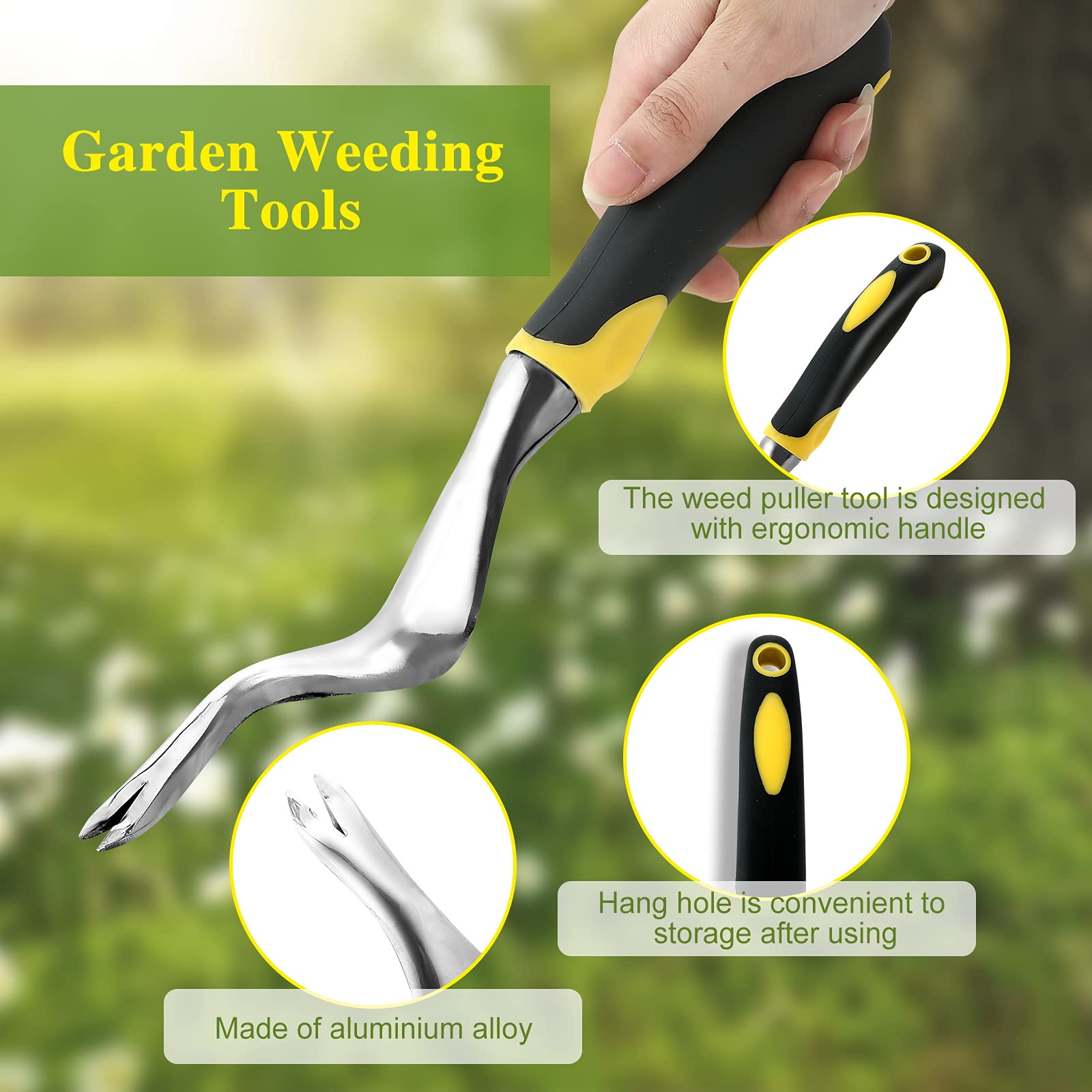 2 Pack Hand Weeder Tool - Ergonomic Garden Weeding Tools for Lawn, Farm & Transplanting | Durable Weed Puller with Comfort Grip for Easy Weed Removal | Perfect for Home Gardeners & Professional Landscaping