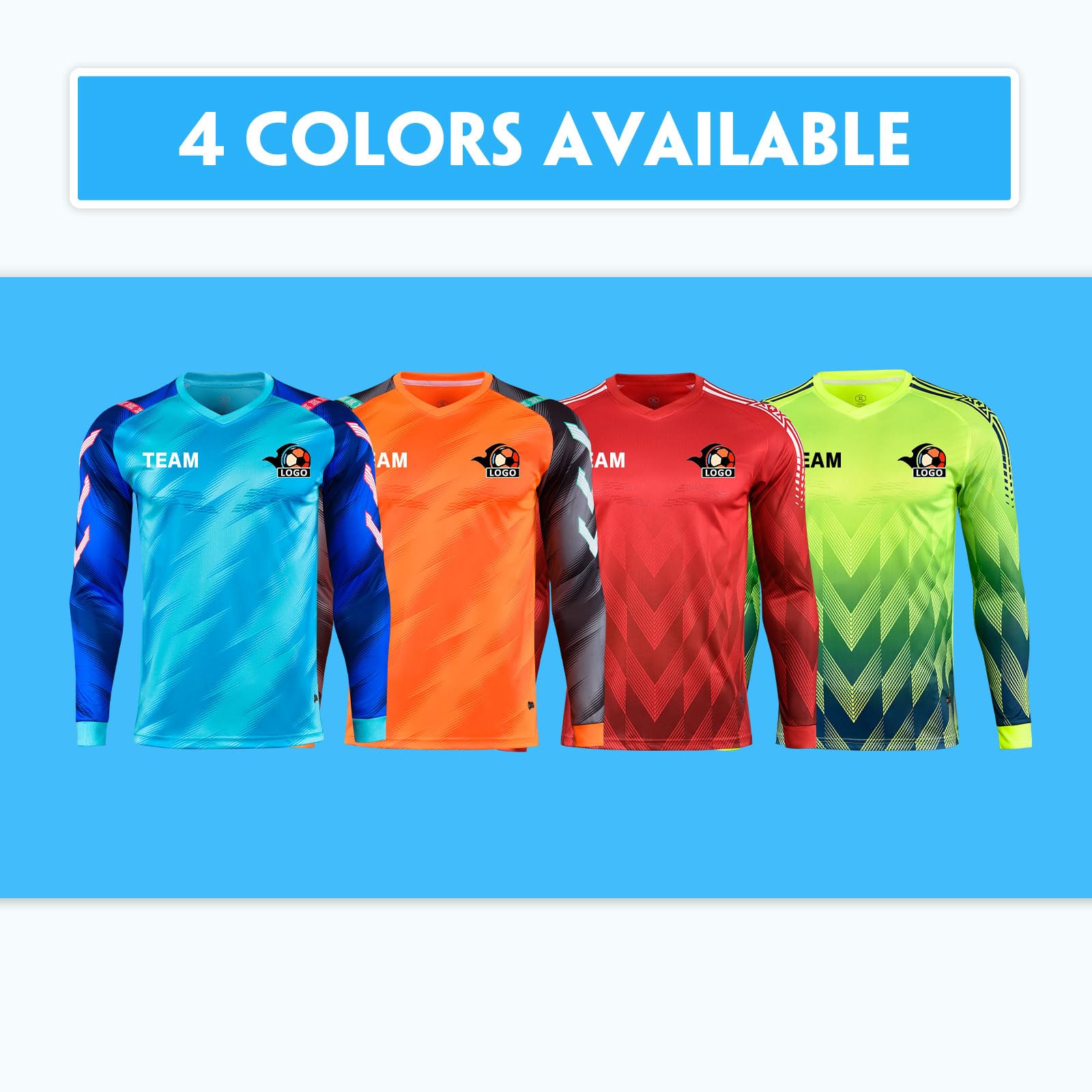 Custom Padded Soccer Goalkeeper Jersey for Kids Youth & Adults - Personalized Goalie Shirt with Breathable Fabric - Perfect for Training, Matches & Team Sports
