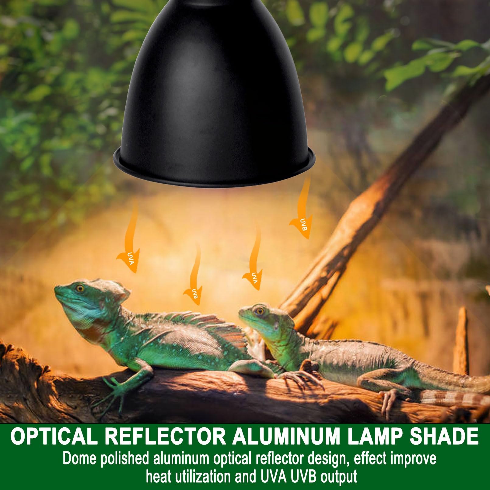 BNOSDM 5.5 Inch Deep Dome Reptile Heat Lamp Fixture - UVB UVA Bulb Holder for Basking & Optical Reflection - Ideal for Reptile Tanks, Terrariums & Amphibian Enclosures (Perfect for Bearded Dragons, Turtles & Snakes)