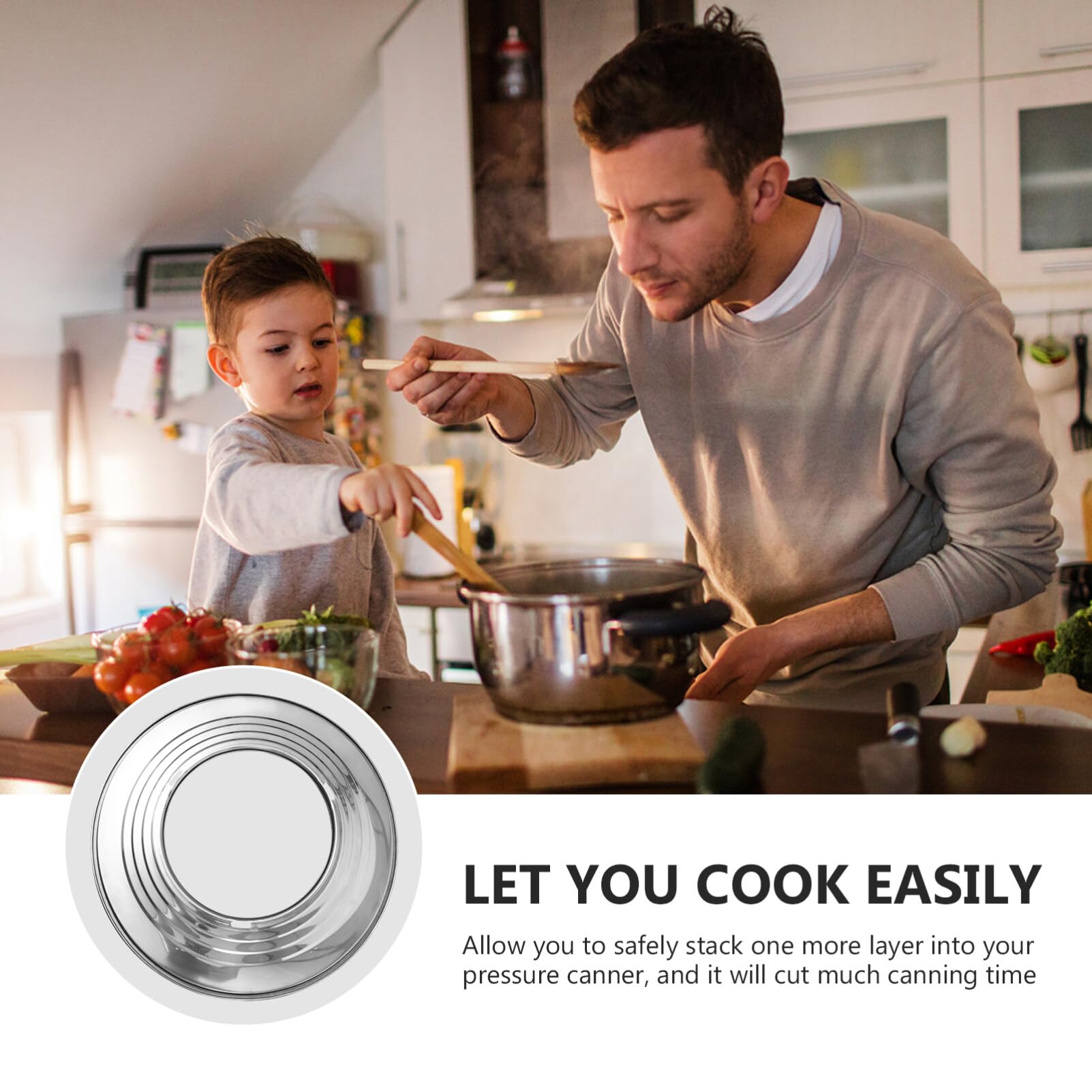 Stainless Steel Steamer Plate & Ring Adapter - 12 Inch Round Steaming Rack for Cooker, Food Heating & Veggie Steaming | Perfect for Home Kitchen, Healthy Cooking & Meal Prep