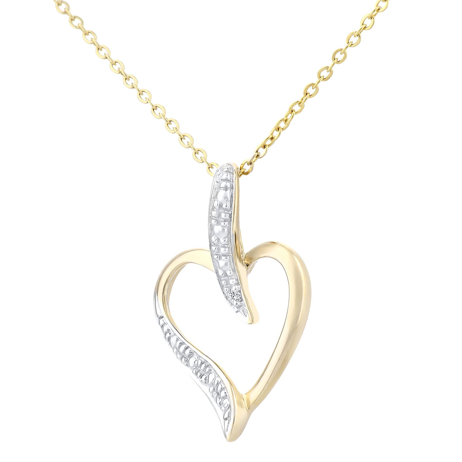 Elegant 9ct Yellow Gold Necklace with Diamond Heart Pendant for Women – Perfect for Valentine's Day, Anniversary & Special Occasion Gifts