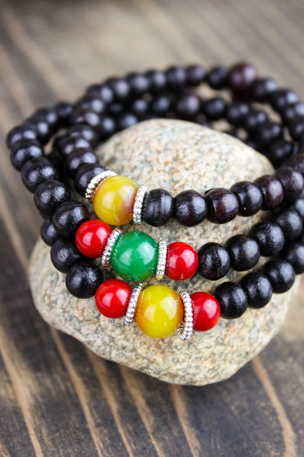 Amber Coral Rosewood Wrist Mala Bracelet - Handmade Buddhist Prayer Beads for Meditation, Yoga & Spiritual Healing