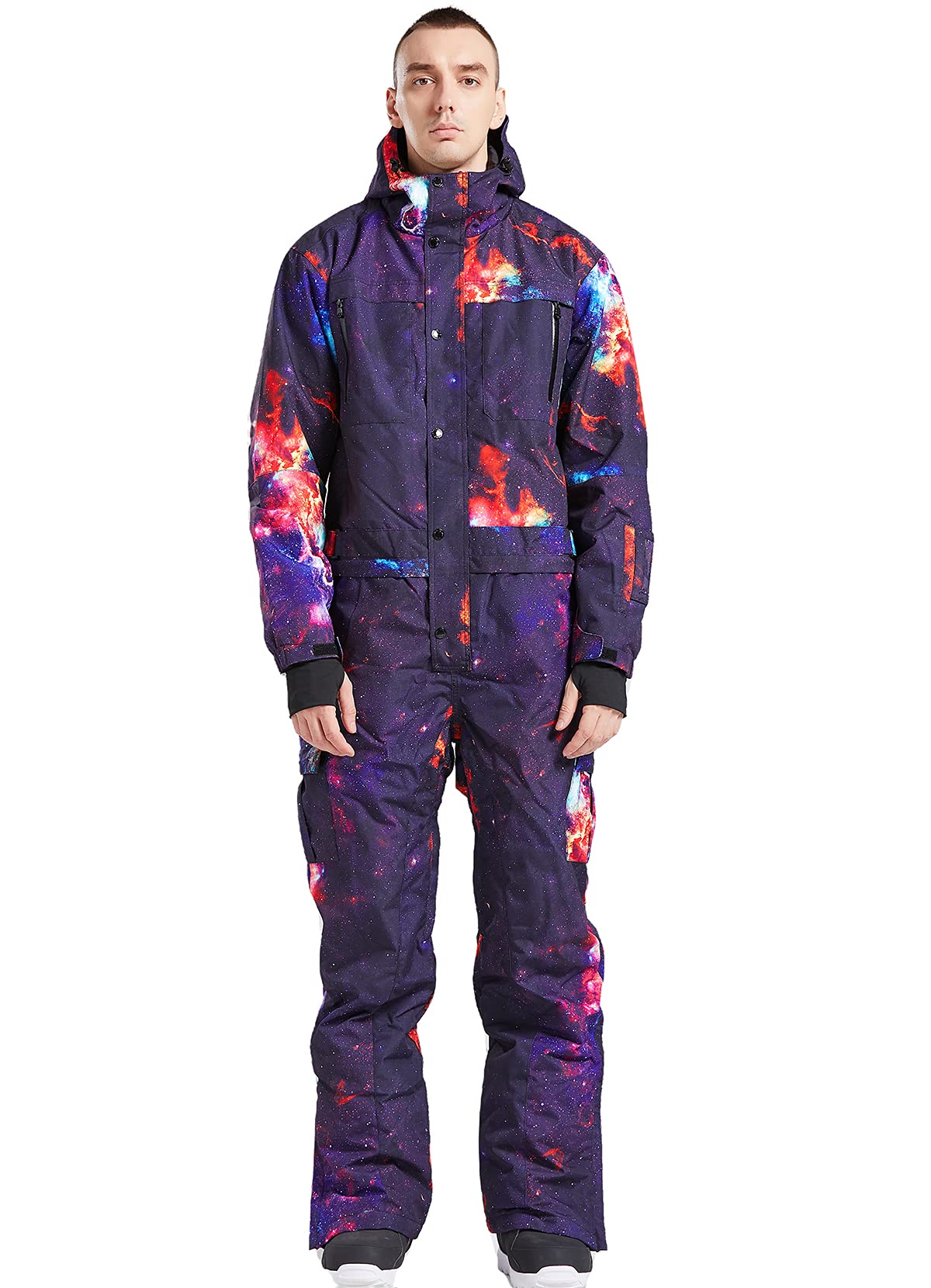 Bluemagic Men's Winter Ski Suit - Waterproof One Piece Jumpsuit for Skiing, Snowboarding & Outdoor Sports | Cold Weather Snowsuit for Men