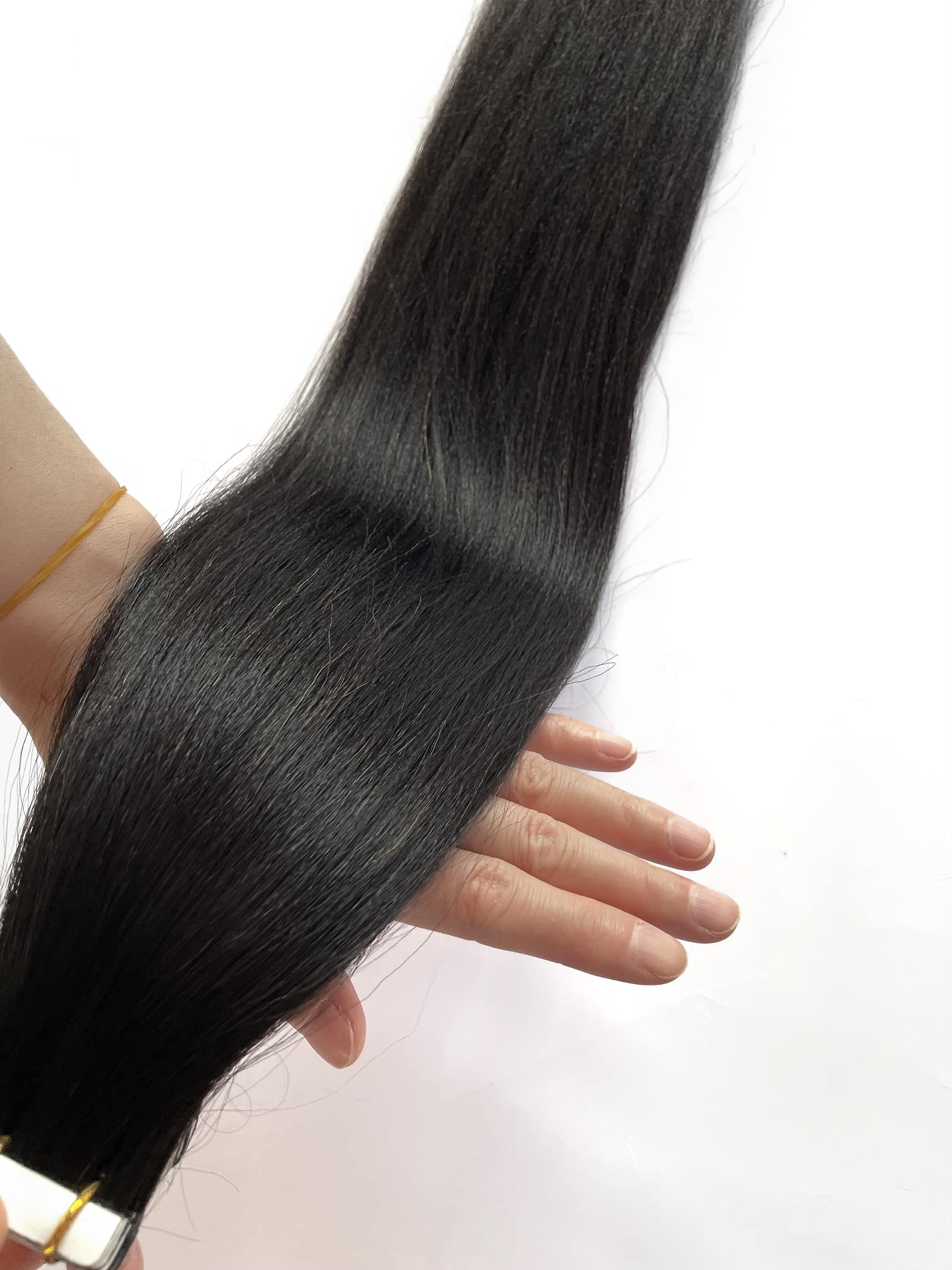 Premium 18-Inch Yaki Straight Tape-In Human Hair Extensions - 20PCS Double Sided Invisible Seamless Weft (50G) for Black Women - Natural Black Real Human Hair for Daily Styling & Special Occasions
