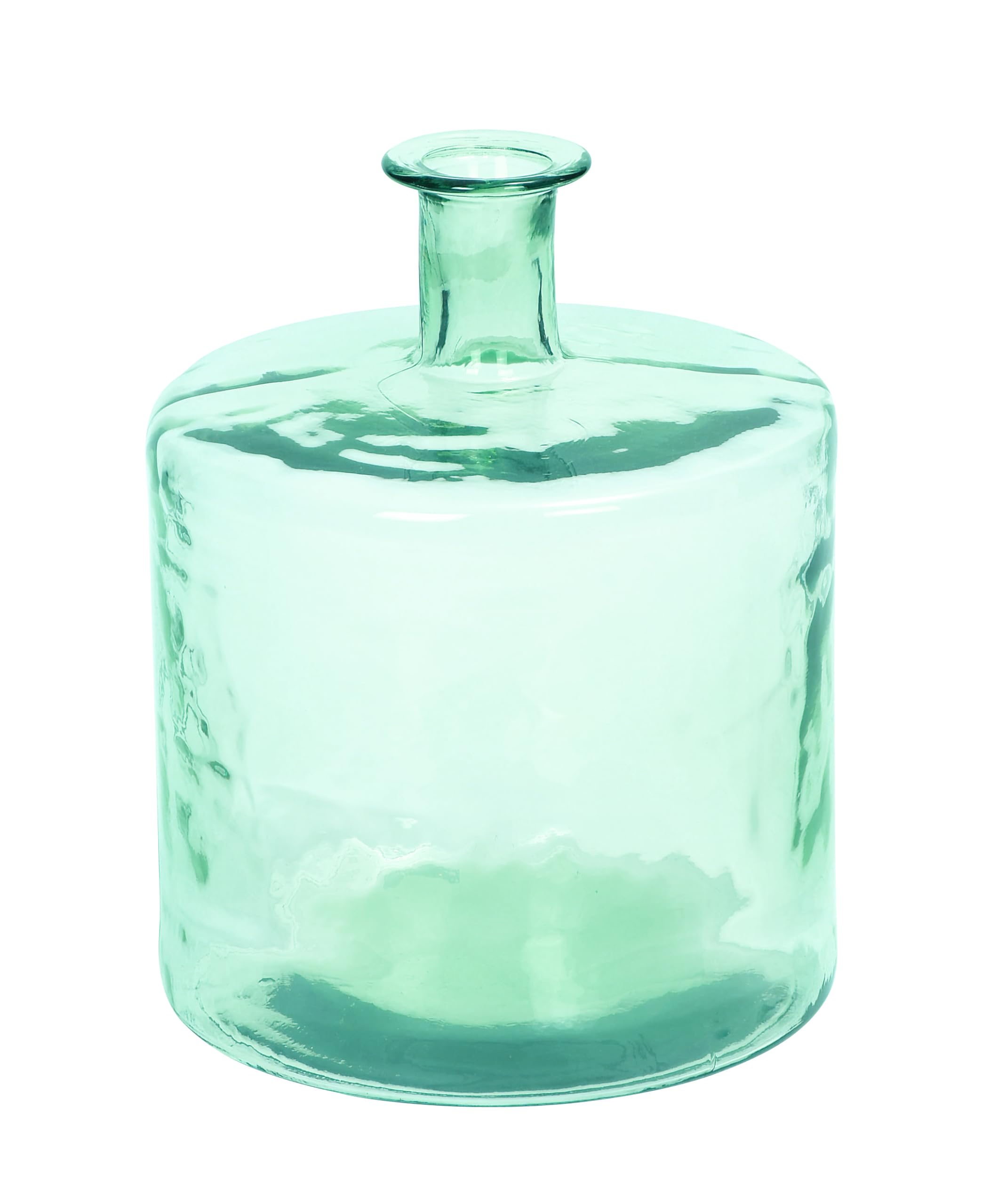 Handmade Recycled Glass Vase - Deco 79 Spanish Bottle Centerpiece, 14x14x17 Inch Teal Flower Vase for Home Decor, Wedding, Dining Table & Living Room Decoration