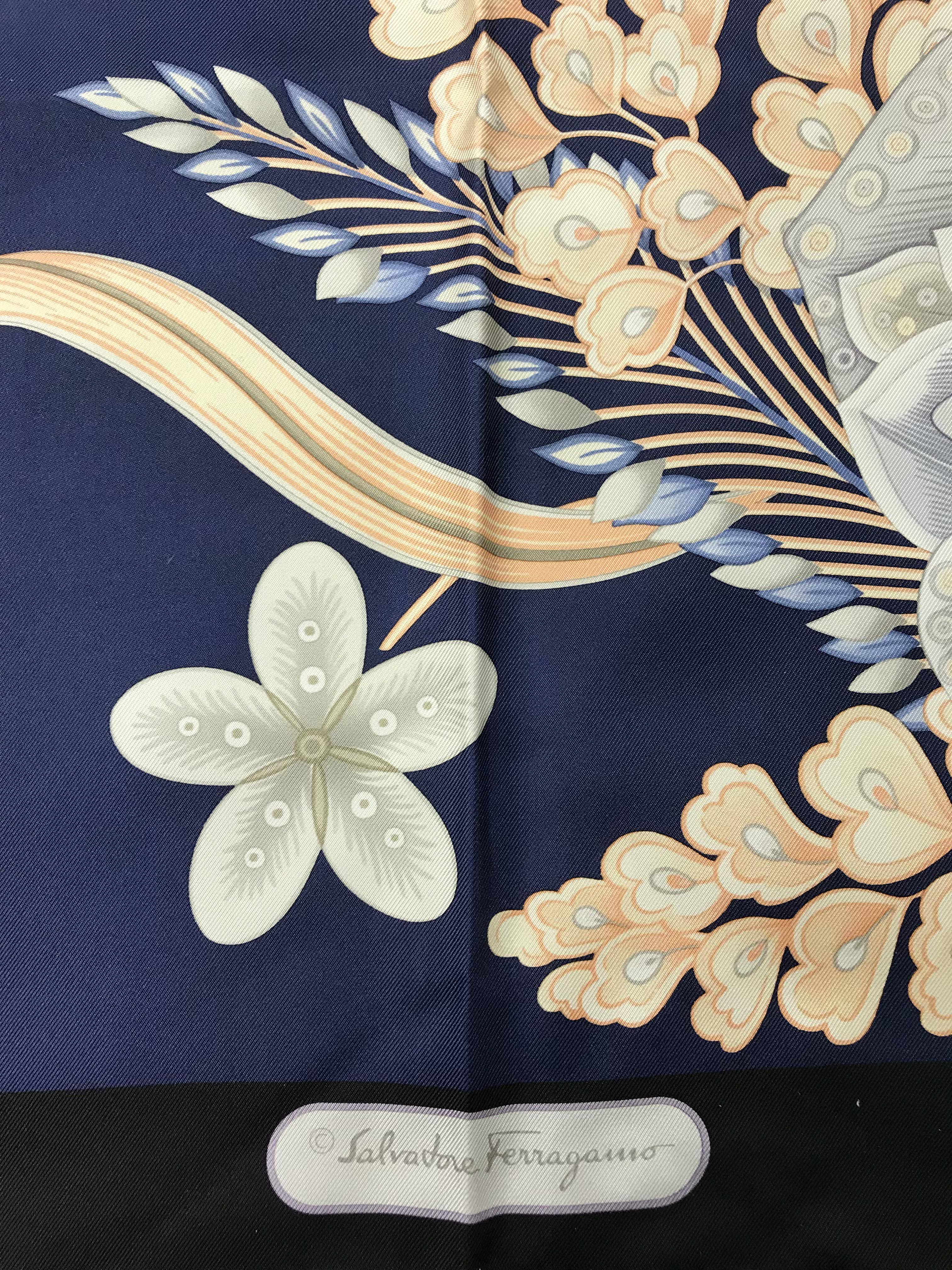 Salvatore Ferragamo Floral Print Silk Scarf for Women - Luxury Fashion Accessory for Dresses, Office & Special Occasions