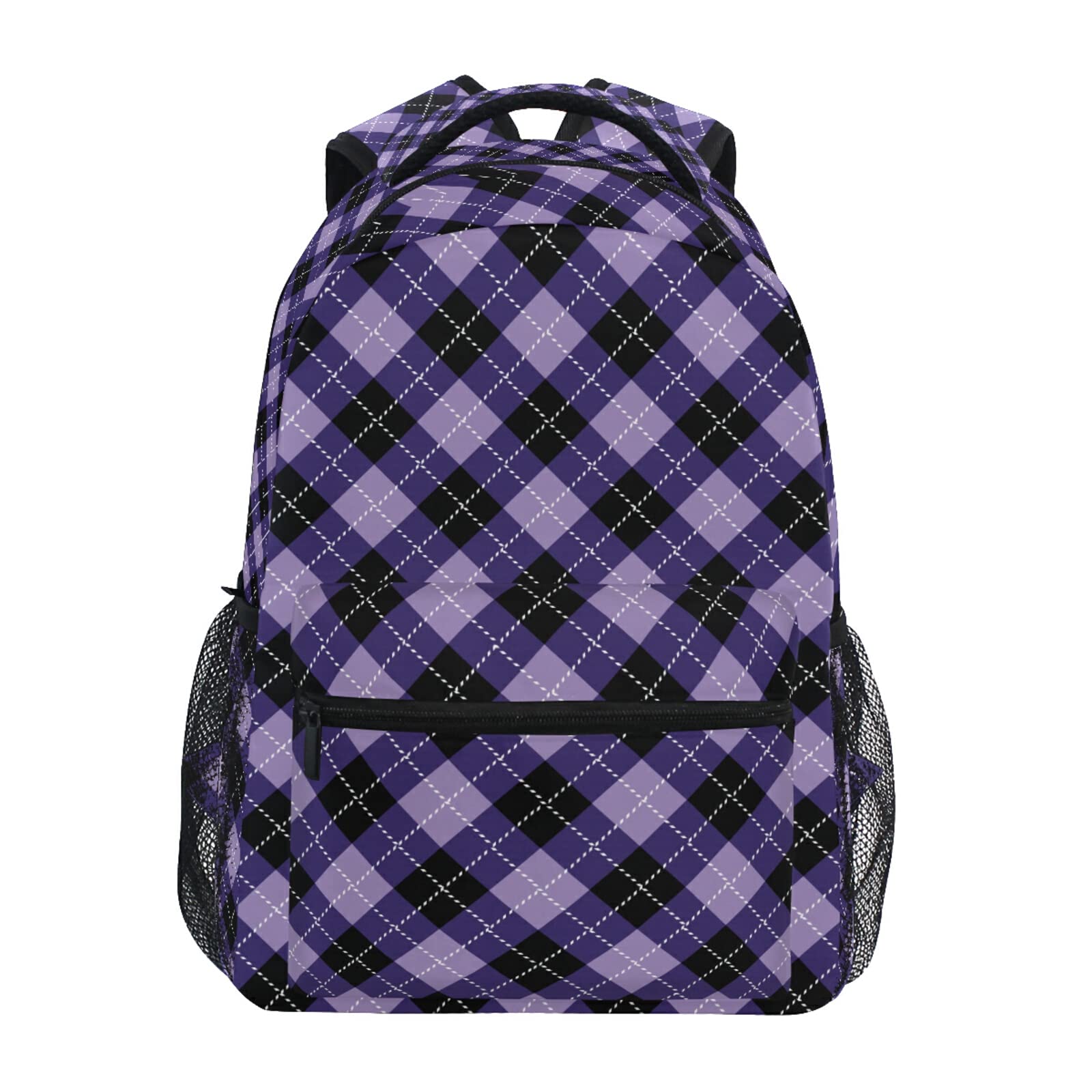Stylish Halloween Argyle Tartan Plaid Backpack - 14 Inch Laptop Compartment, School, Travel & Diaper Bag for Women & Men | Perfect for College, Work Commute & Weekend Getaways