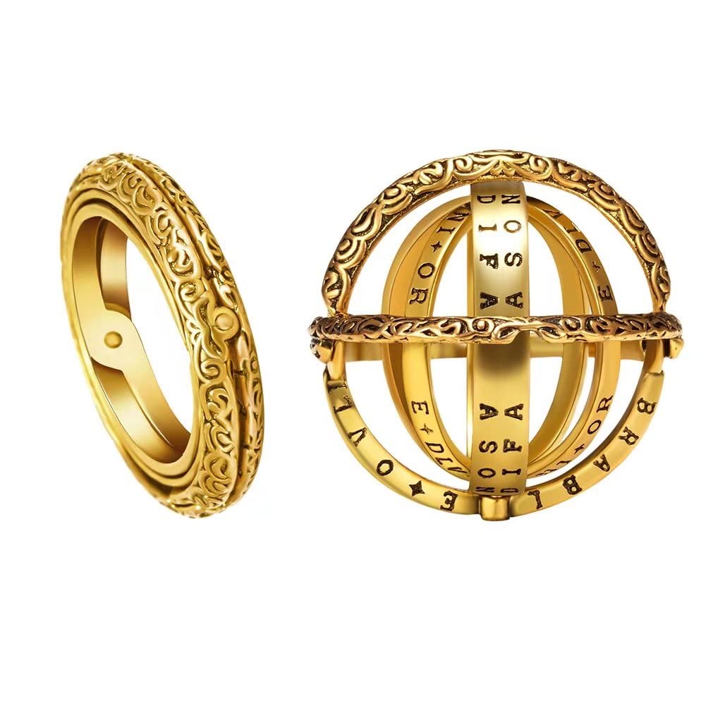 Armillary Sphere Ring for Men & Women - Adjustable Cosmic Jewelry for Couples (Size 5-12) - Perfect for Astronomy Lovers, Wedding Bands & Unique Romantic Gifts