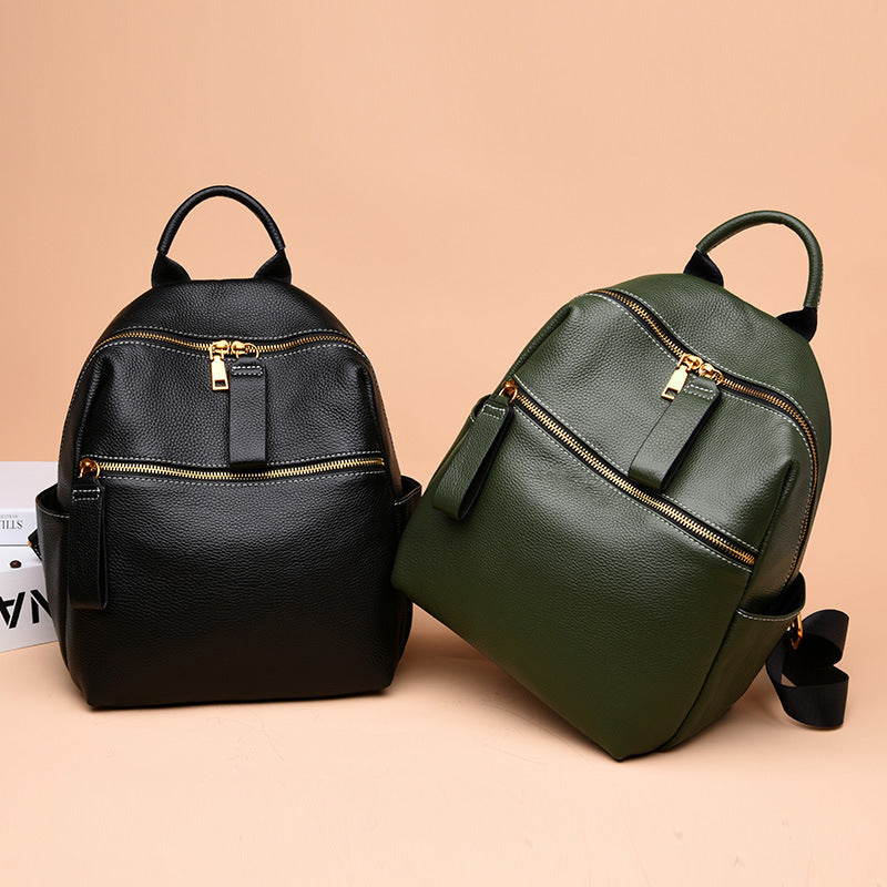 Premium Genuine Leather Backpack for Women & Men - Stylish Small Travel Backpack for Work, School & Daily Use